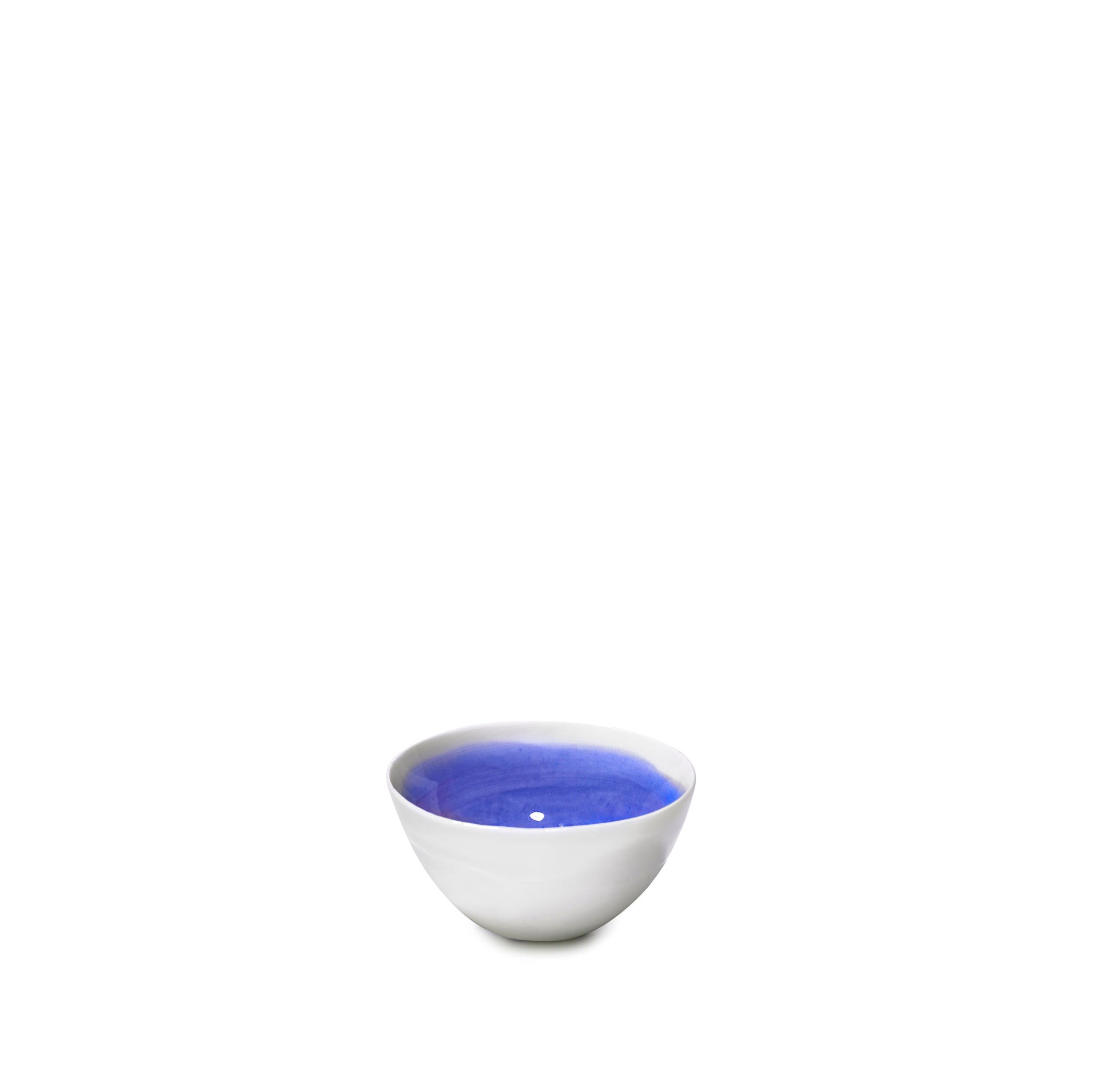 Small Dark Blue Ceramic Bowl with White Edge, 8cm