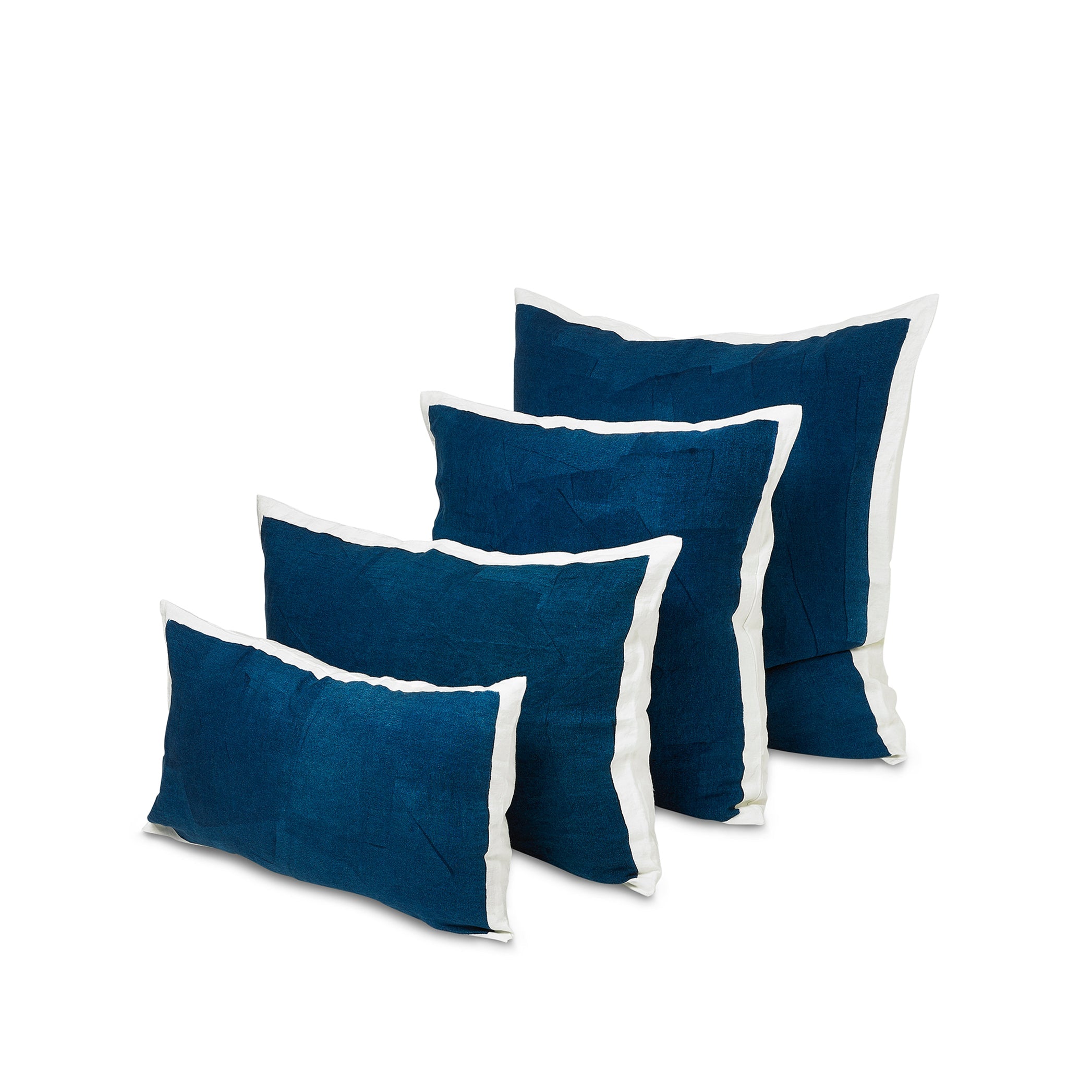 Hand Painted Linen Cushion in Midnight Blue, 50cm x 30cm