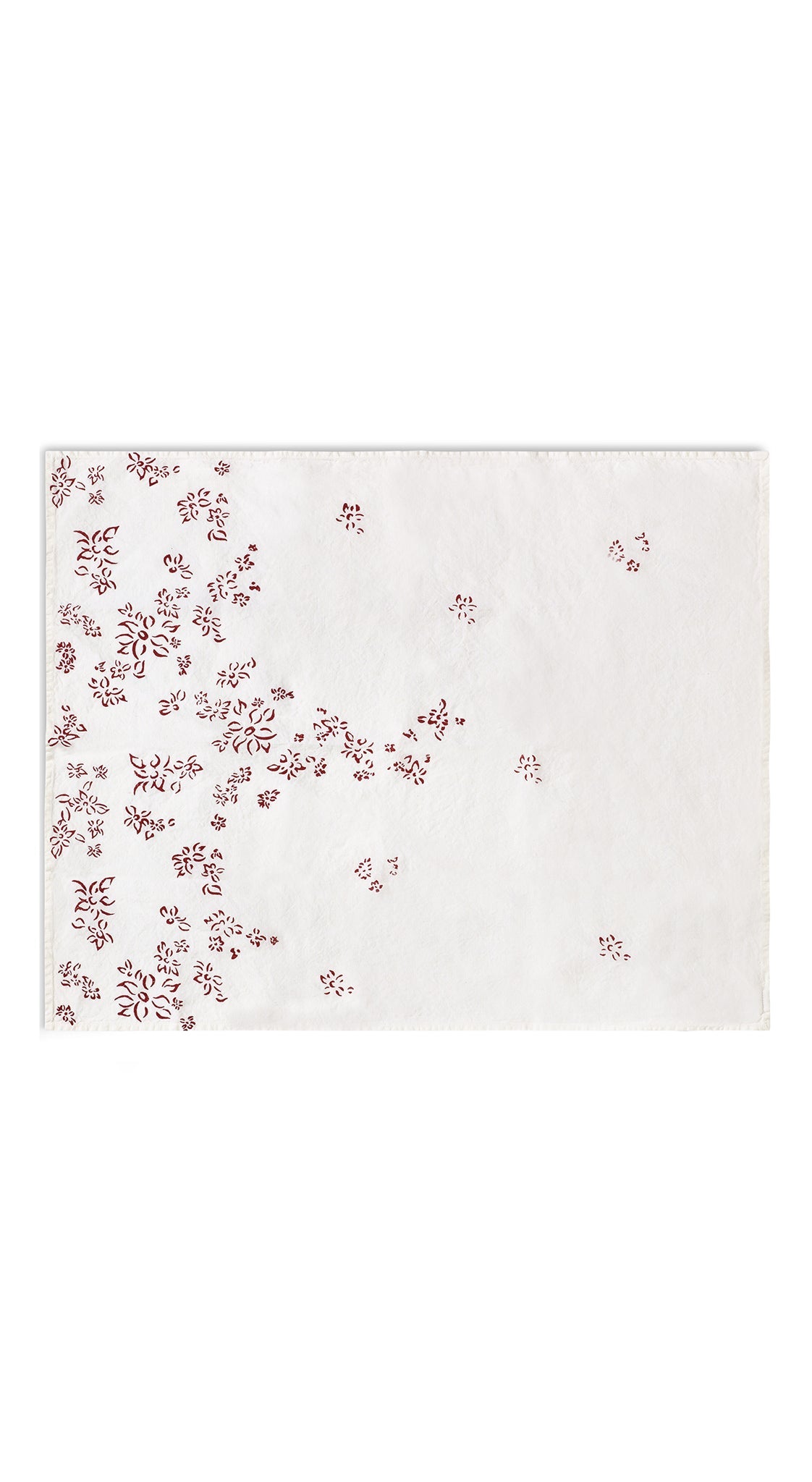 Bernadette's Hand Stamped Falling Flower Linen Tea Towel in Claret Red, 55x70cm