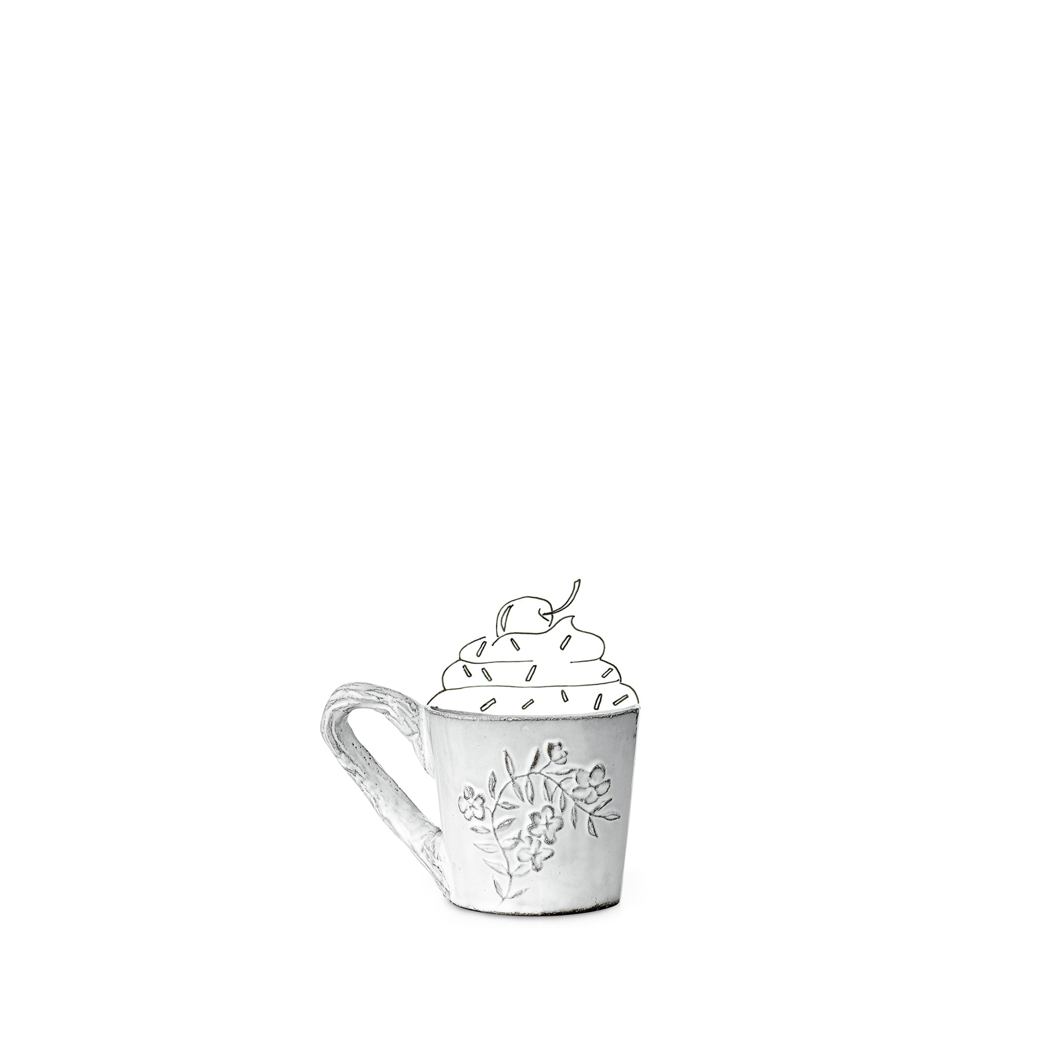 Fleurs Coffee Cup with Small Handle by Astier de Villatte, 9.5cm