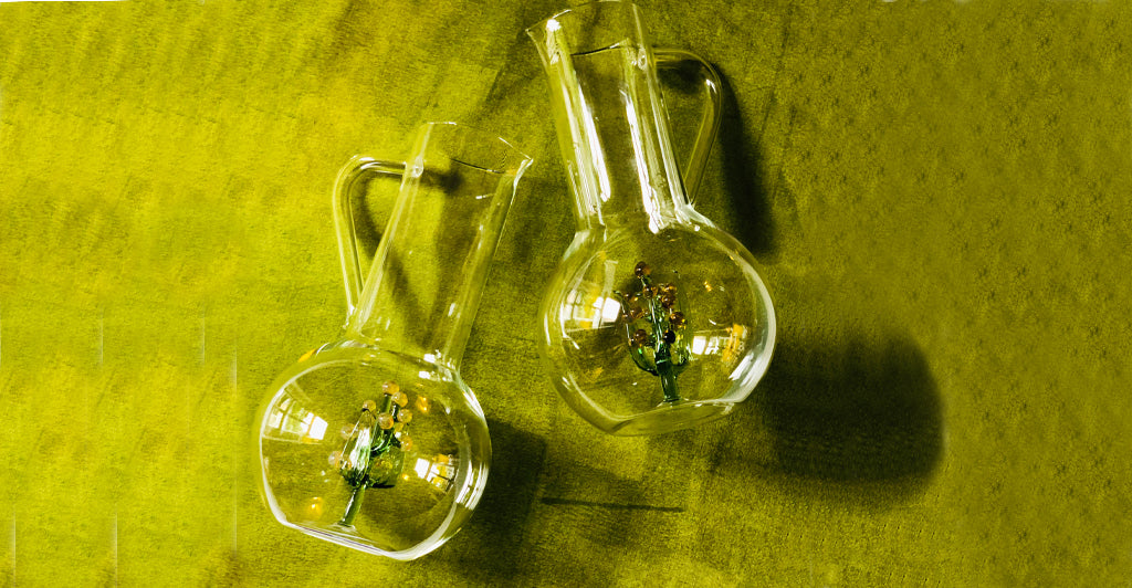 Handblown Glass Flower Power Jug