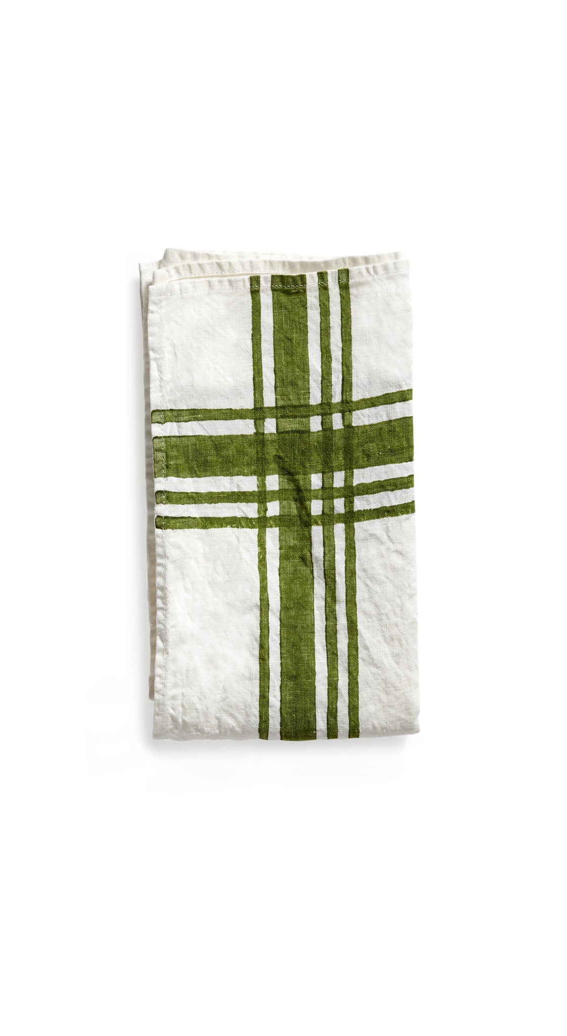 Stripe Linen Tea Towel in Avocado Green, 55x70cm