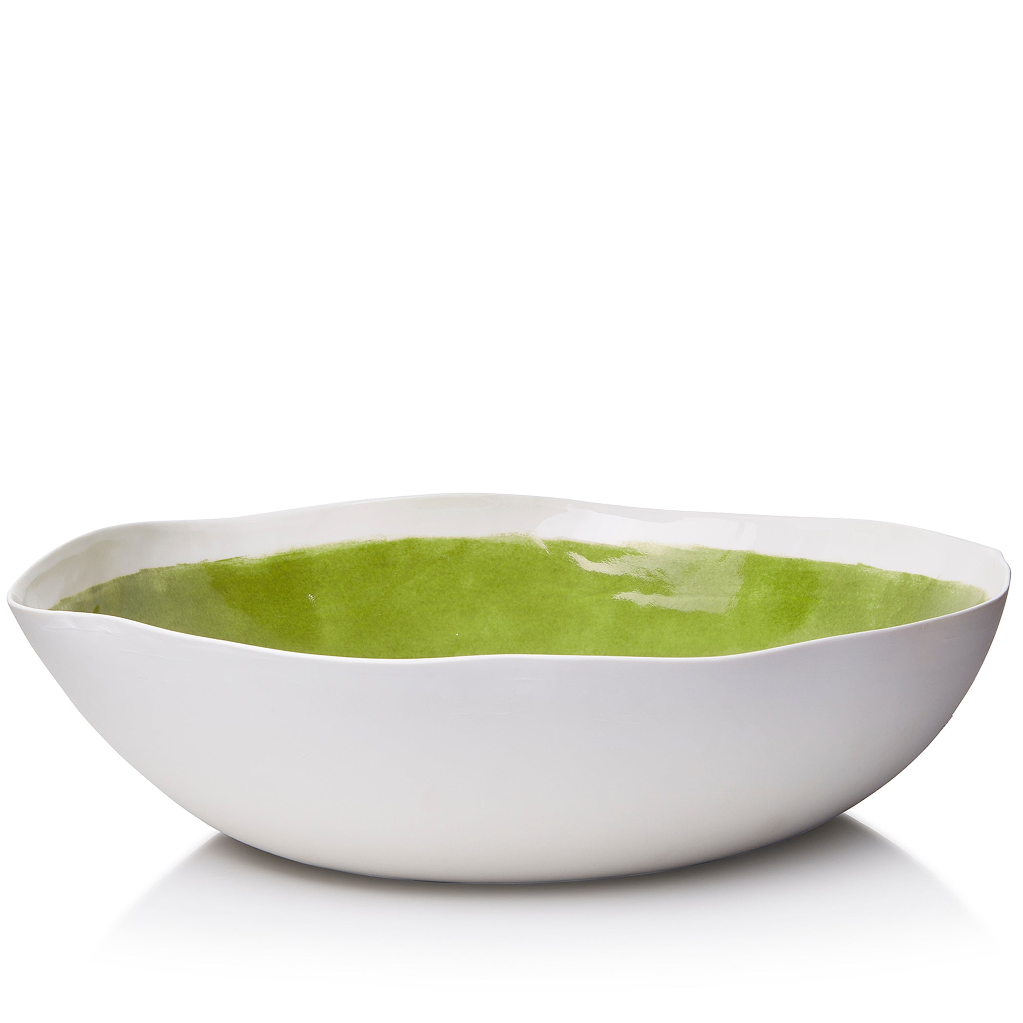 Summerill & Bishop Handmade 43cm Porcelain Extra Large Salad Bowl with Green Glaze