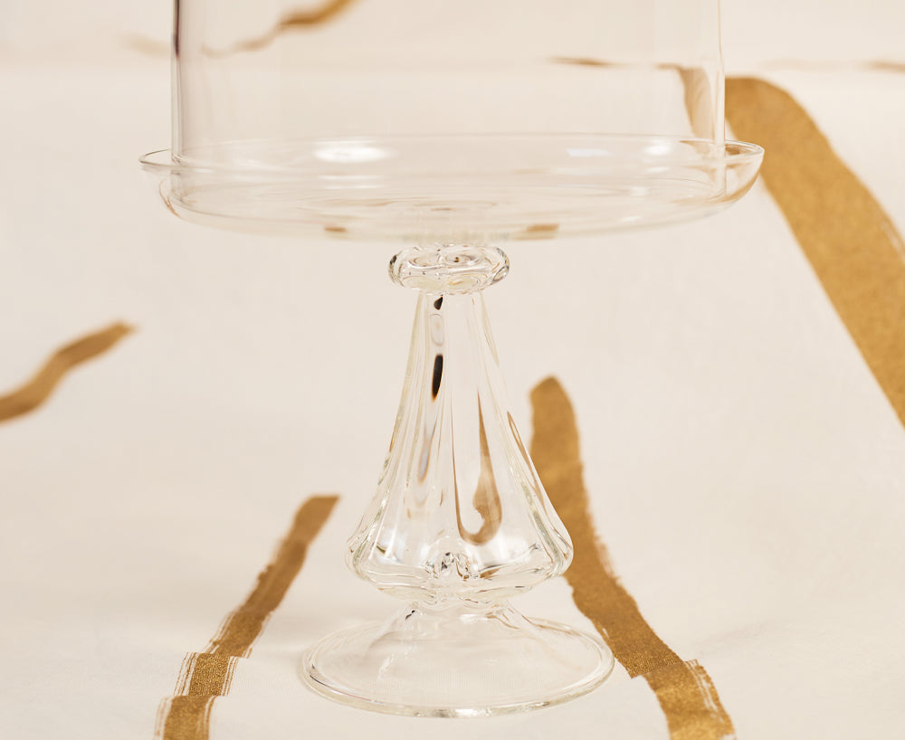 Eleanor Clear Handblown Glass Cake Stand & Dome, Small 19cm