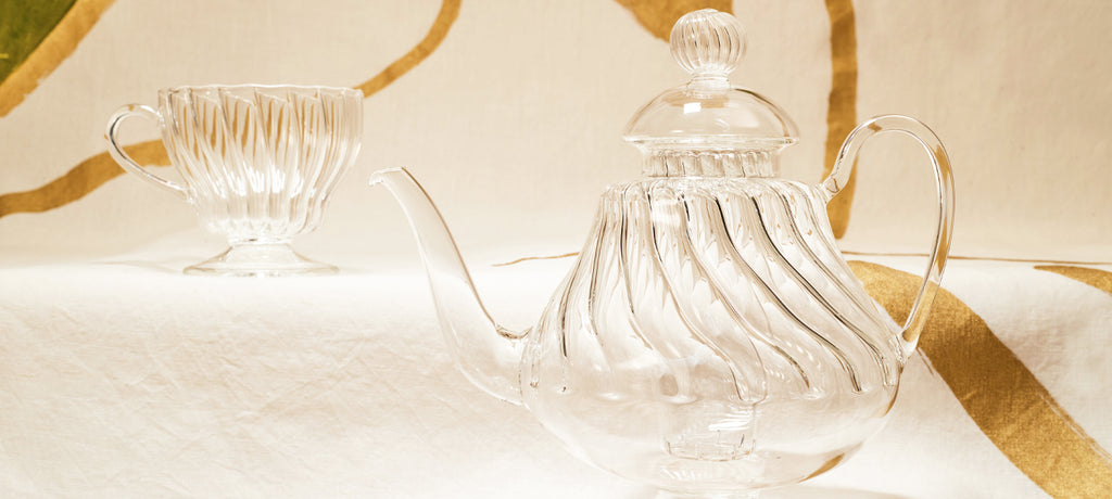 Clear Handblown Glass Teapot, 25cm
