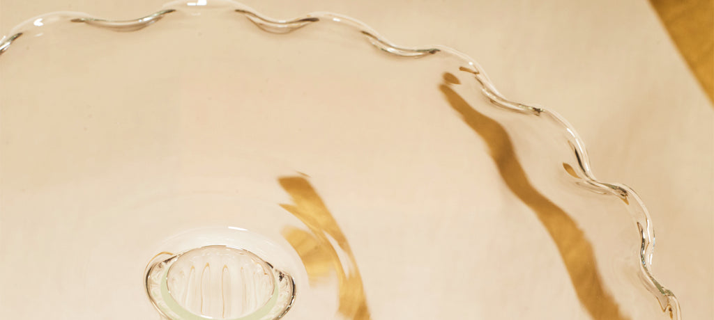 Clear Handblown Glass Cake Stand, 25cm