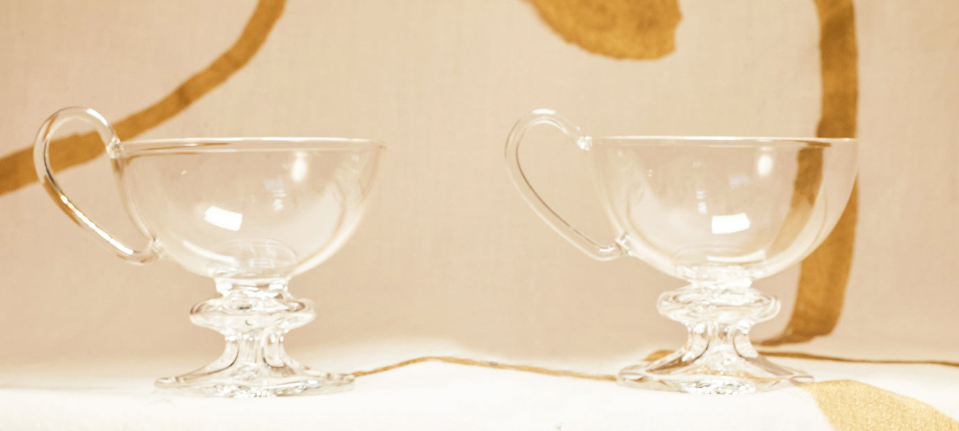 Clear Handblown Glass Low Teapot, 22cm