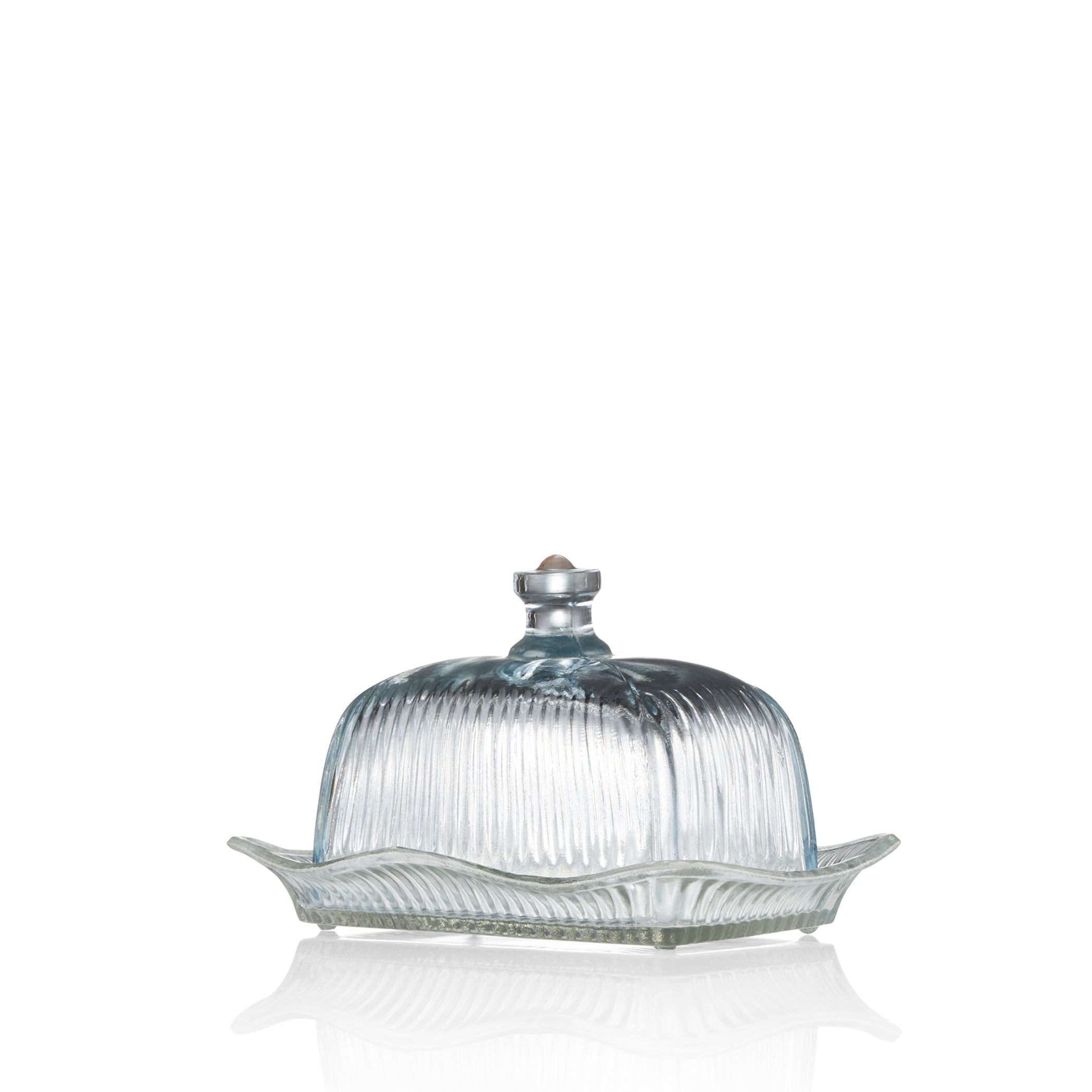 Glass Butter Dish with Lid, 18.5cm