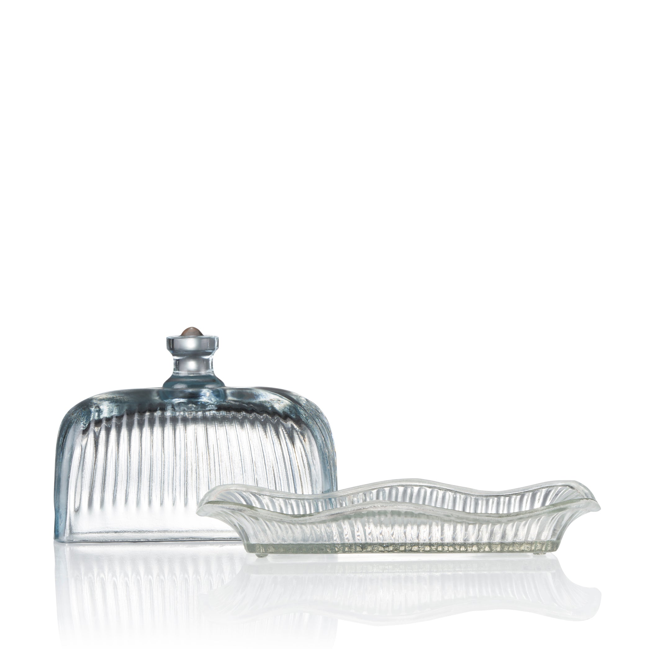 Glass Butter Dish with Lid, 18.5cm