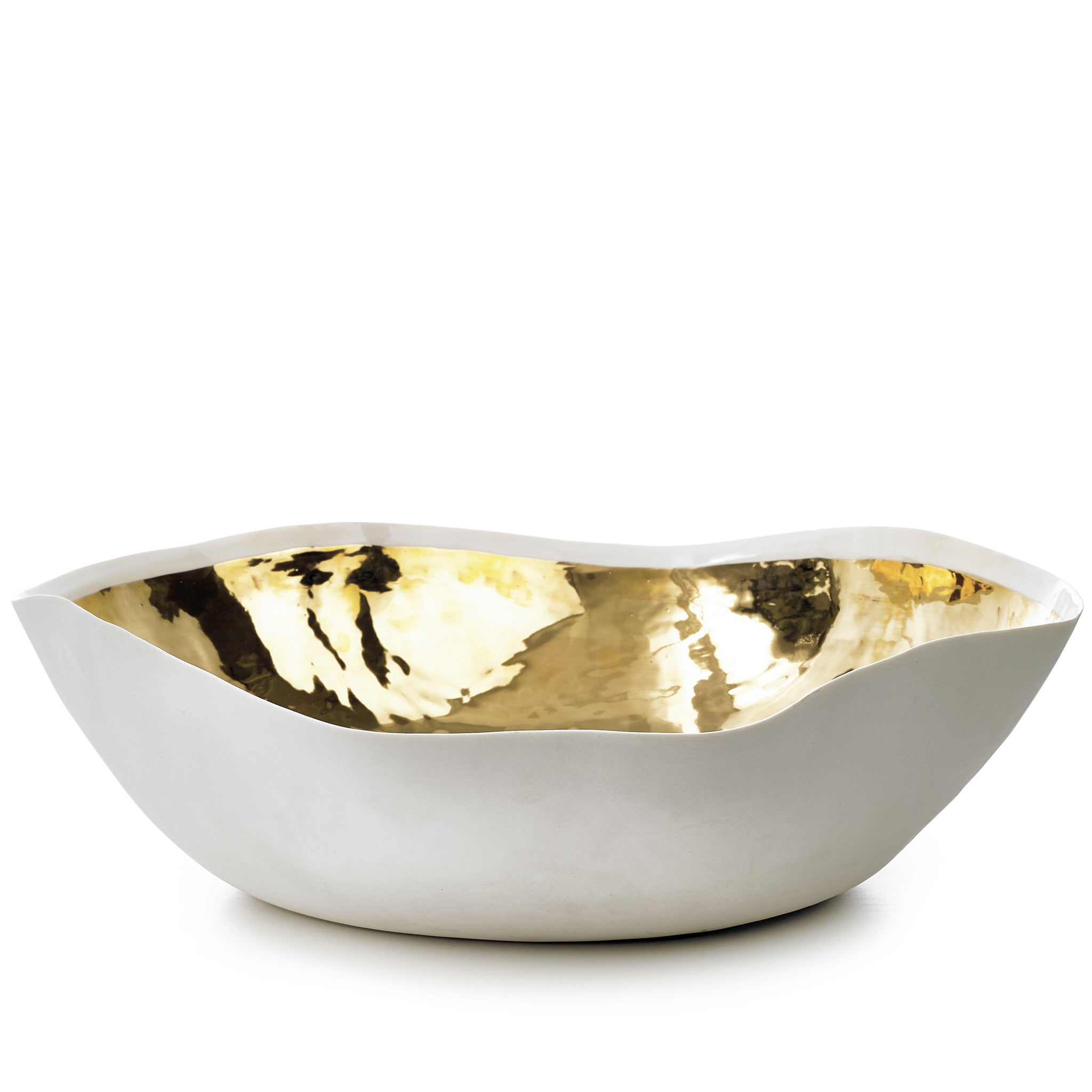 Summerill & Bishop Handmade 43cm Porcelain Extra Large Salad Bowl with Gold Glaze