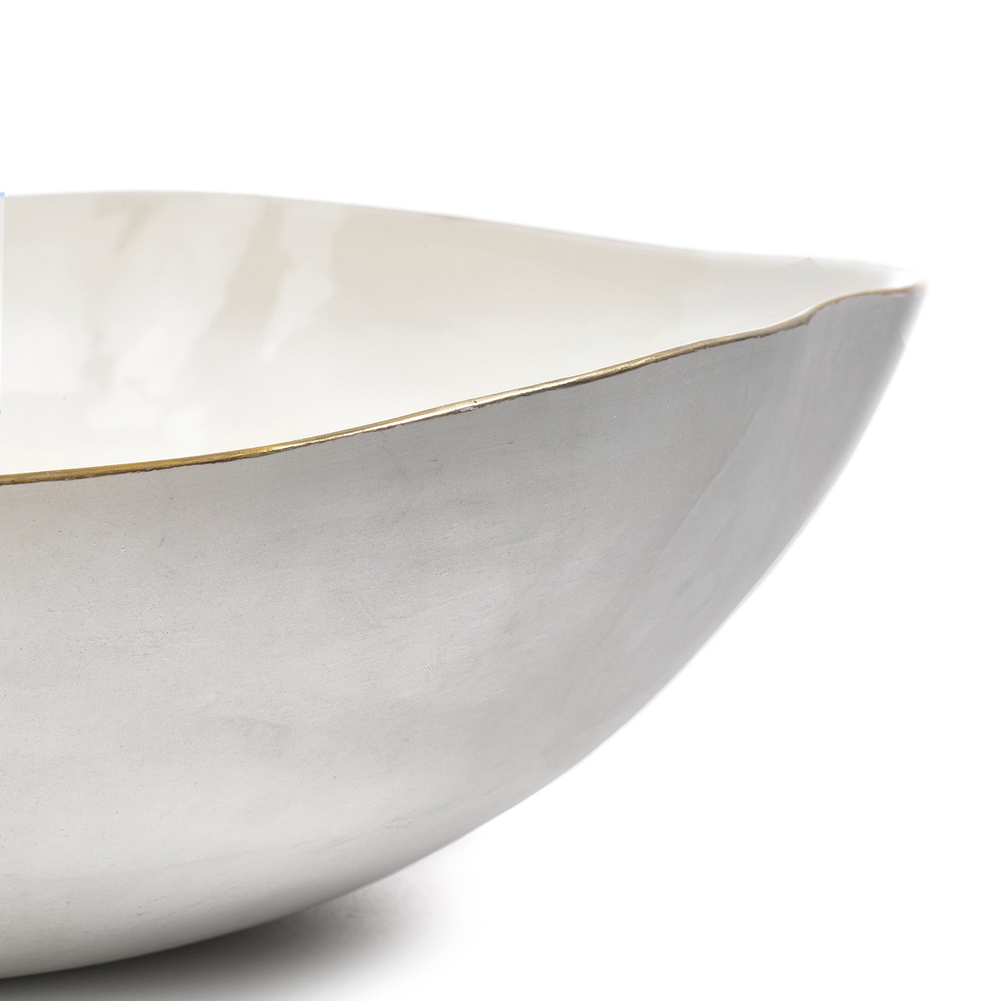 Summerill & Bishop Handmade 43cm Porcelain Extra Large Salad Bowl with Gold Rim