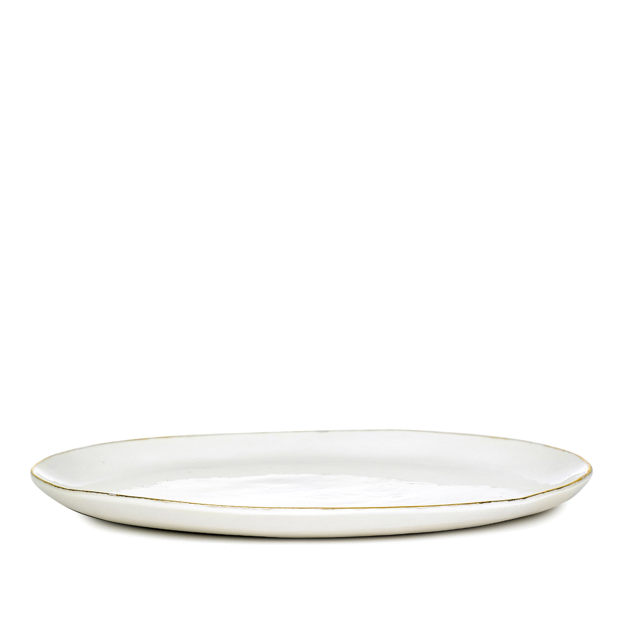 Summerill & Bishop Handmade 31cm Porcelain Dinner Plate with Gold Rim