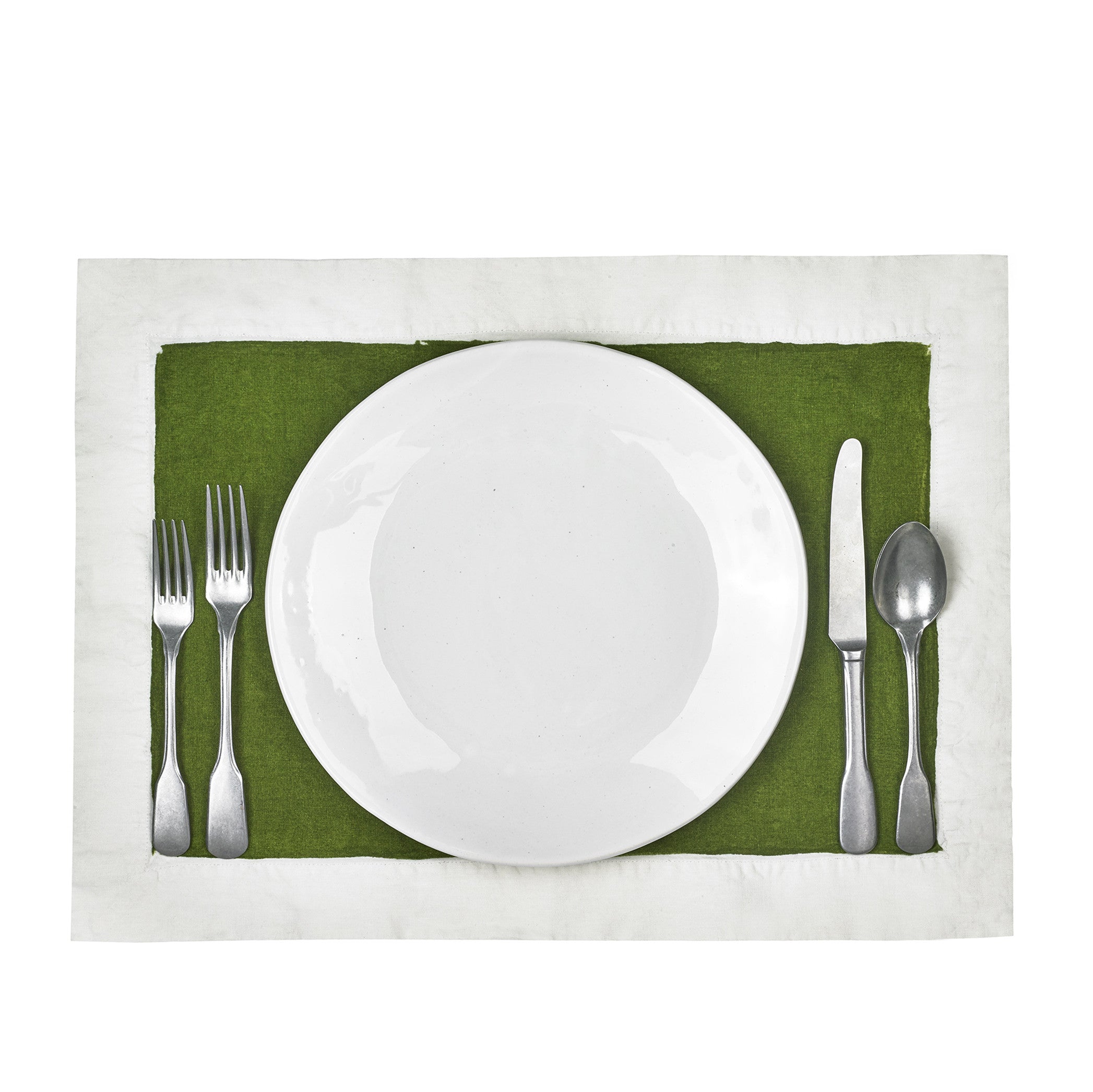 Hand Painted Full Field Linen Placemat in Avocado Green