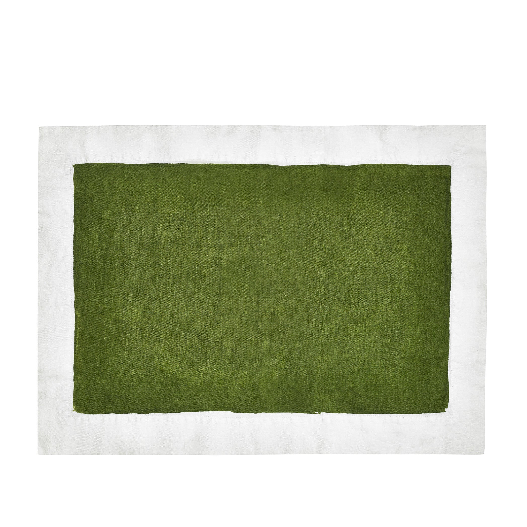 Hand Painted Full Field Linen Placemat in Avocado Green
