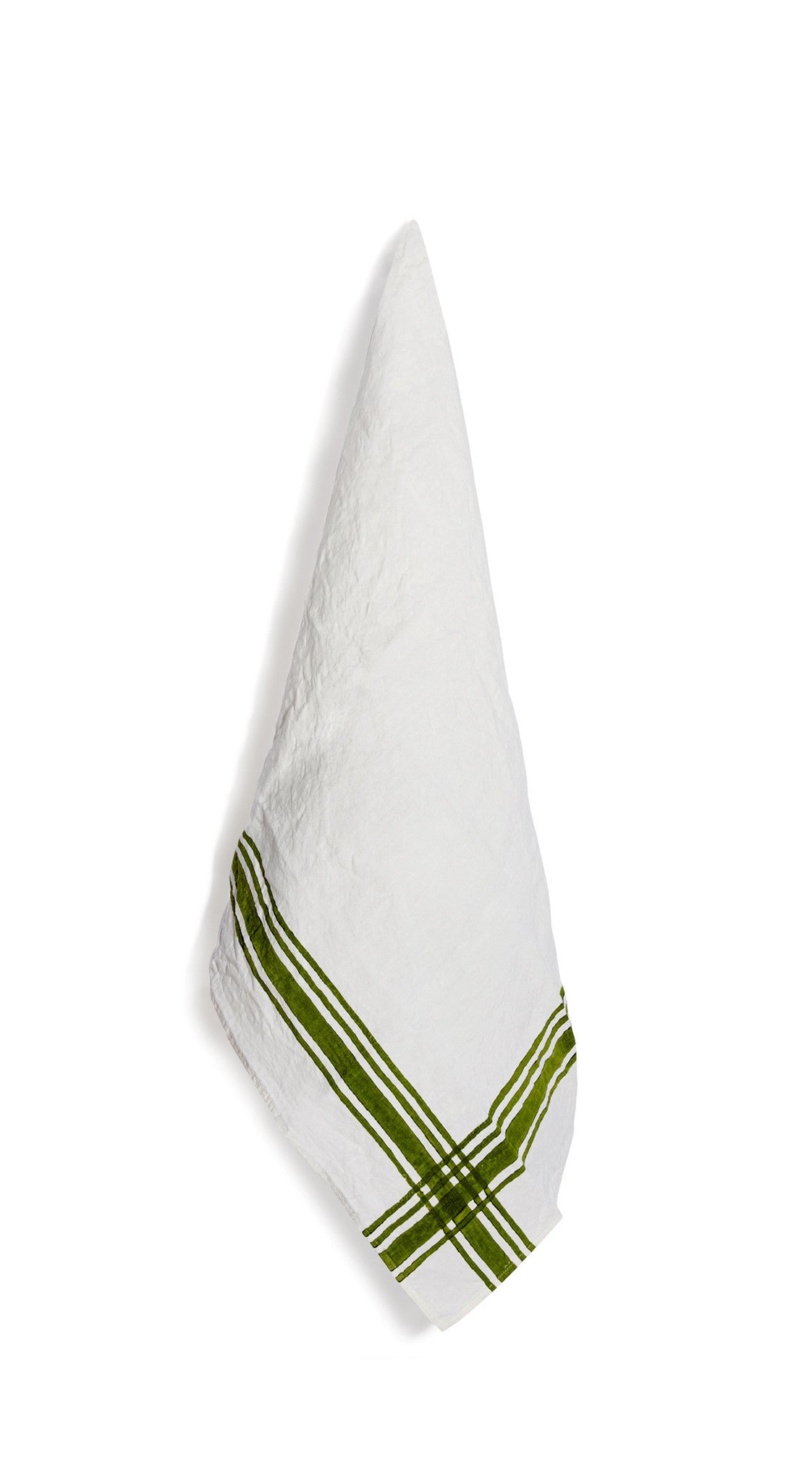 Stripe Linen Tea Towel in Avocado Green, 55x70cm