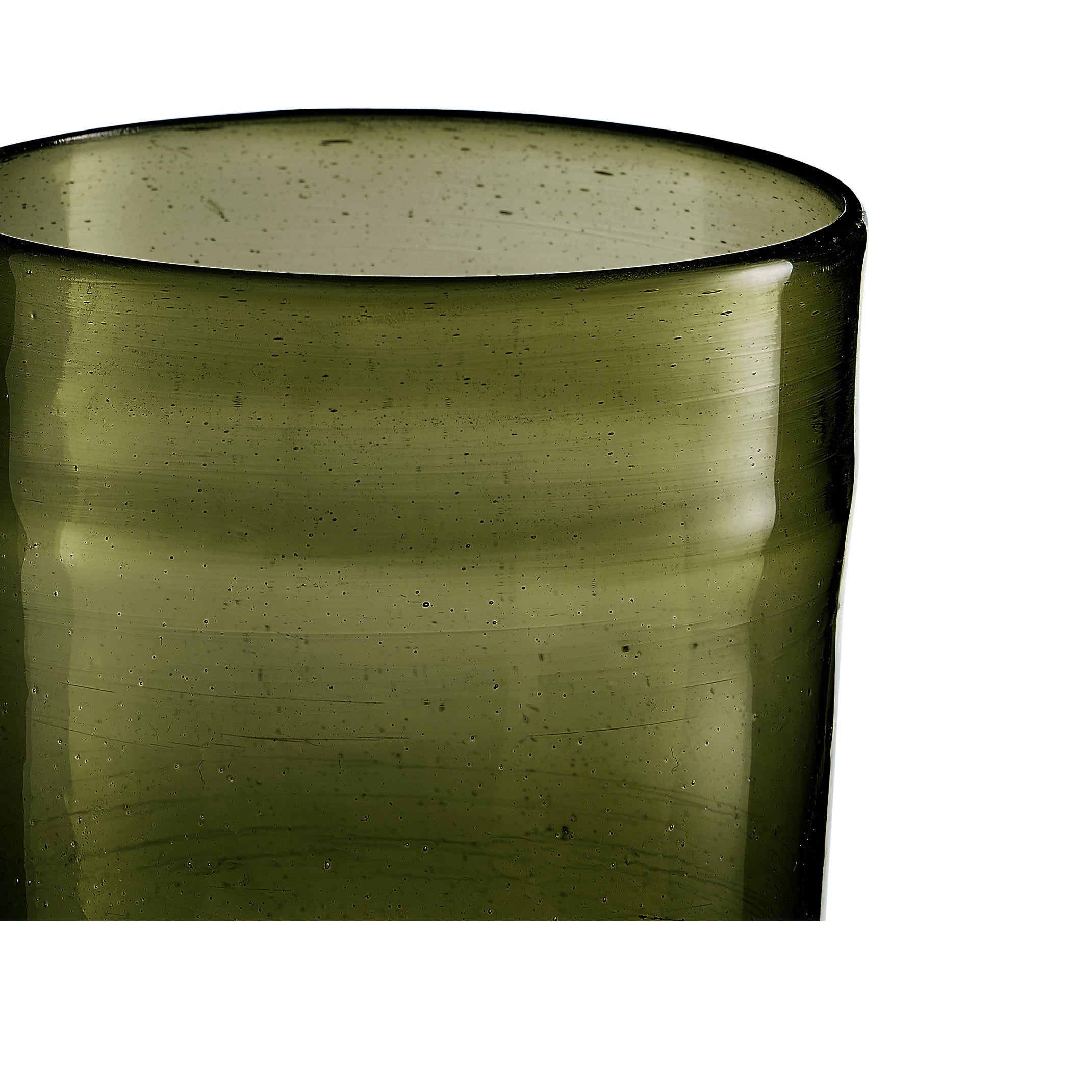 Handblown Glass Medium Water Tumbler in Olive Green, 10cm