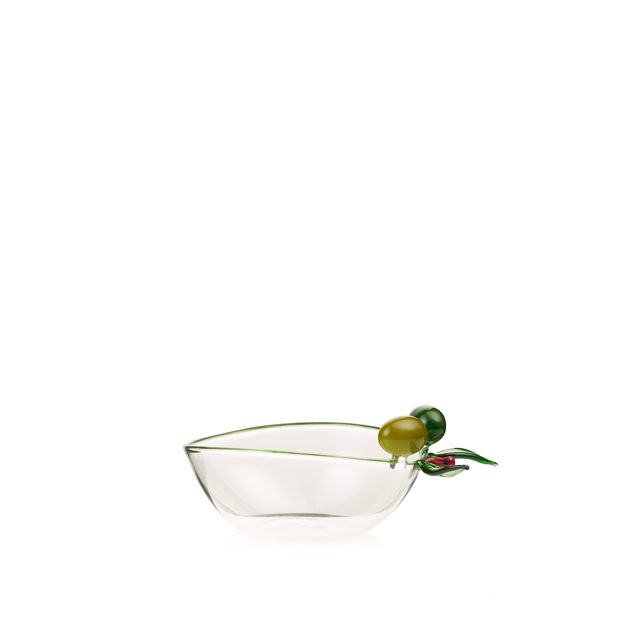 Handblown Glass Olive Bowl, 18cm