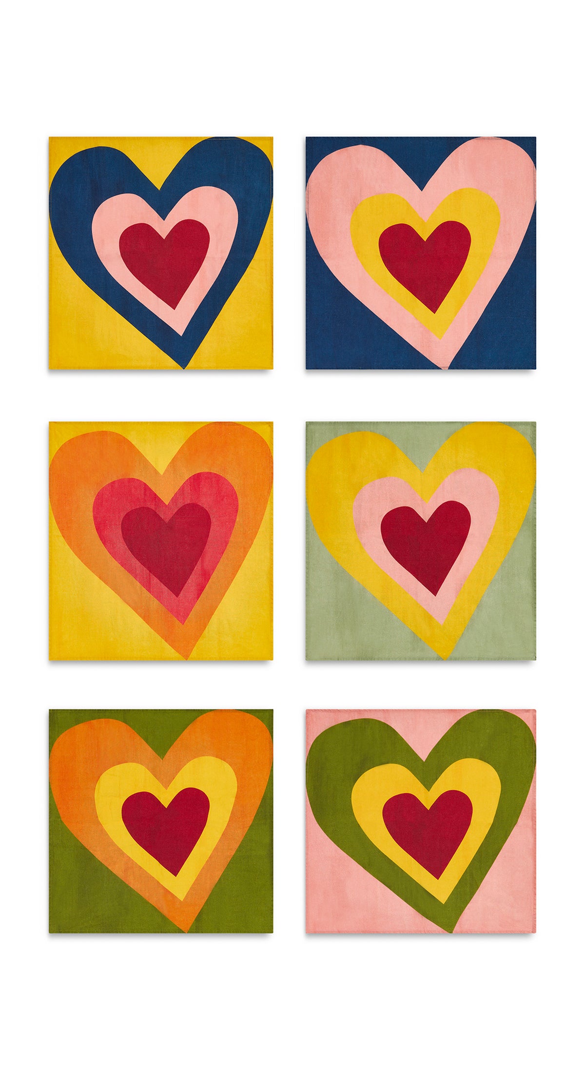Set of Six S&B Heart Linen Napkins, 50x50cm