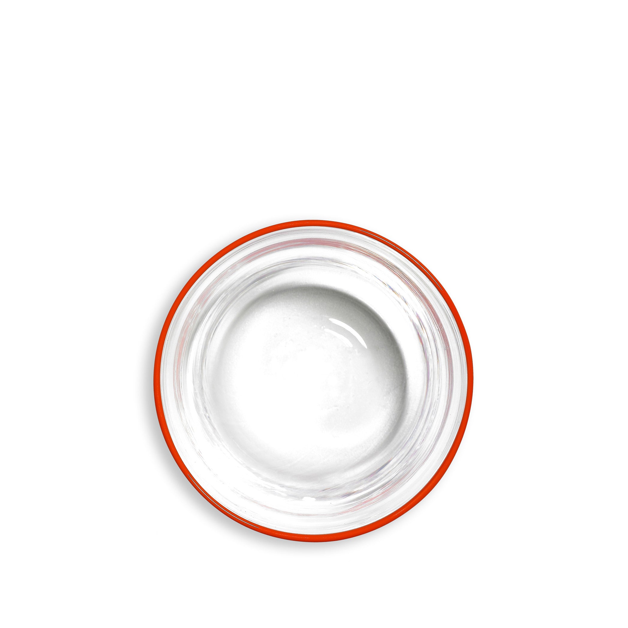 Handblown Clear Bumba Glass Tumbler with Orange Rim, 30cl