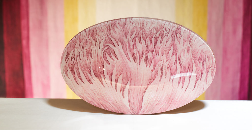 John Derian 'Pink Crested Poppy' Platter, 23 x 35cm