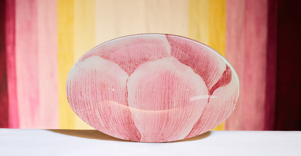 John Derian 'Pale Pink Poppy' Platter, 23 x 35cm