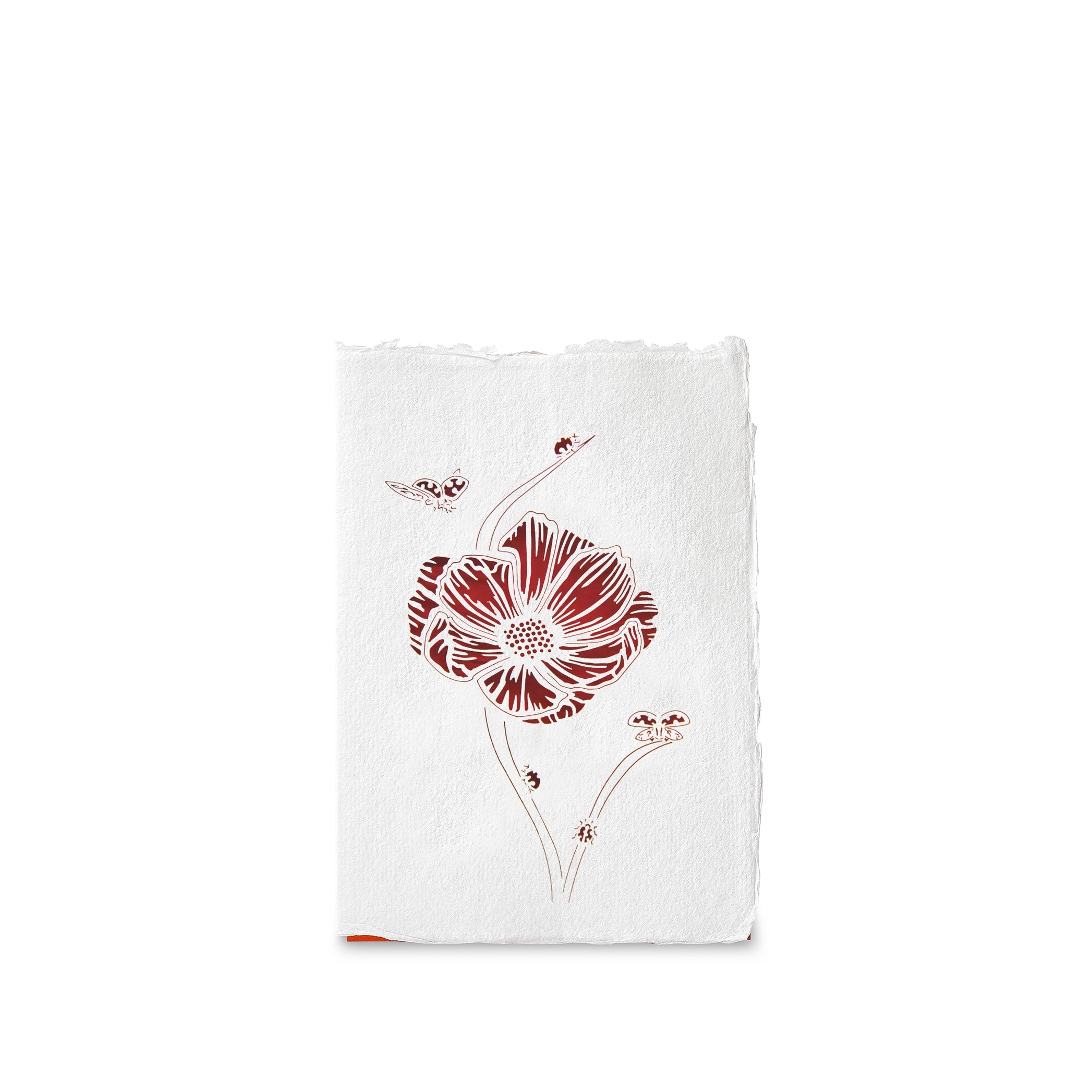 Handmade Paper Greeting Card with Ladybug, 15cm x 10cm
