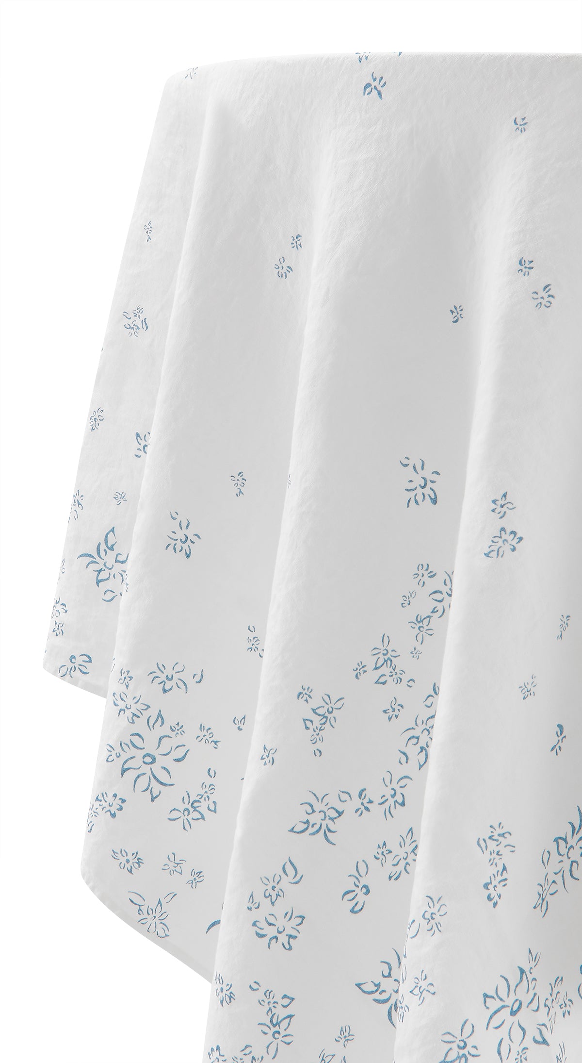 Bernadette's Falling Flower Square Linen Tablecloth in Light Blue, 200cm x 200cm