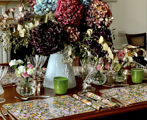 S&B 'Marble' Cork-Backed Placemat in Green, Rose Pink & Orange, 29 x 38cm