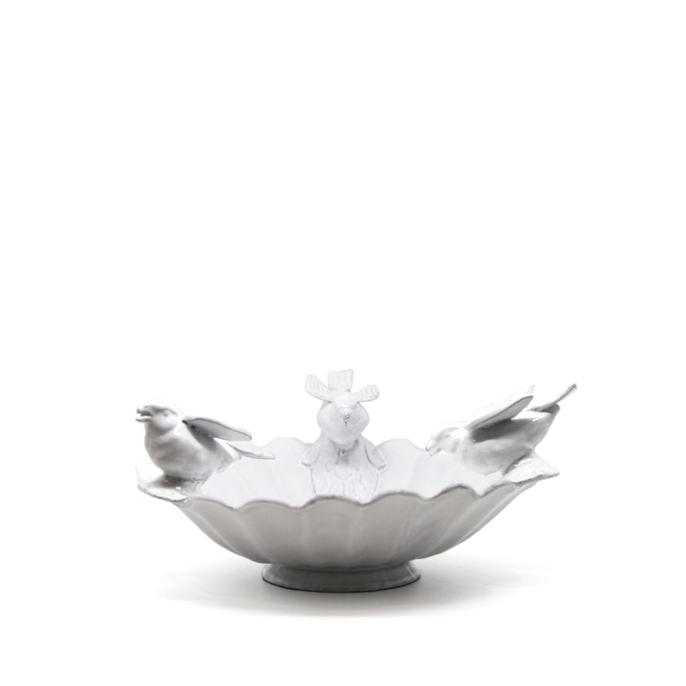 Marguerite Fruit Bowl with Three Birds by Astier de Villatte, 28cm