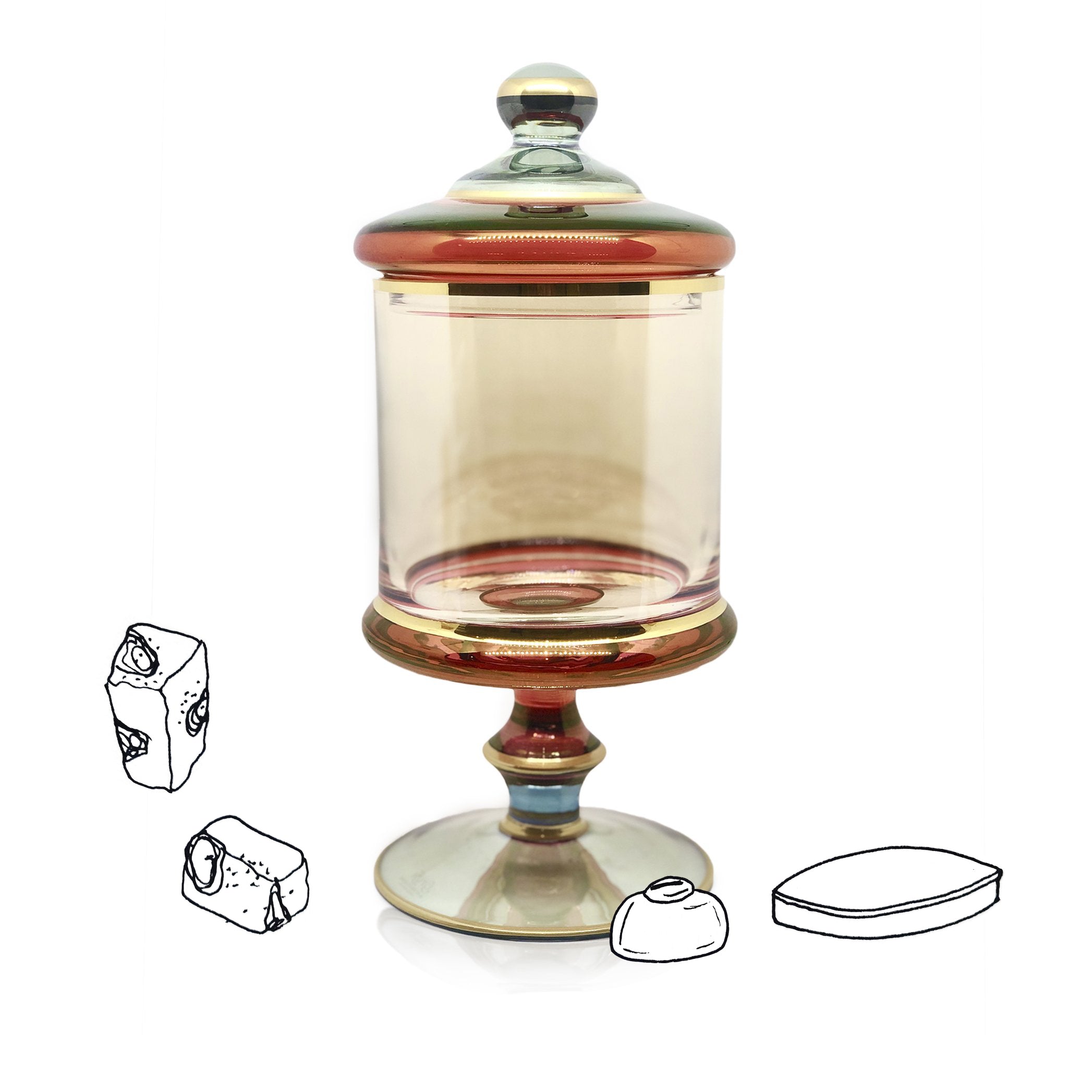 Handblown Italian Glass Box on Stand, Medium, 25cm