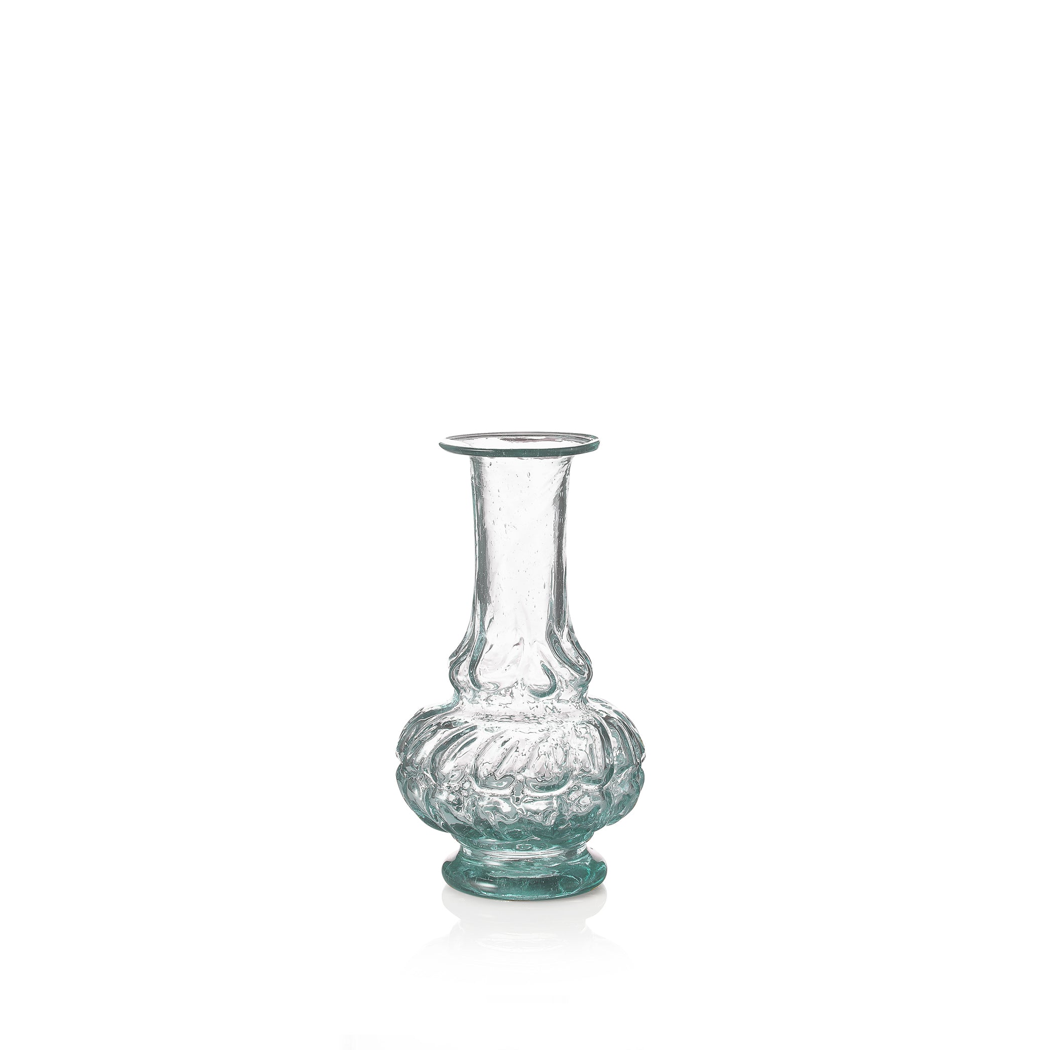 Handblown Glass Oblique Bud Vase in Light Blue, 14cm