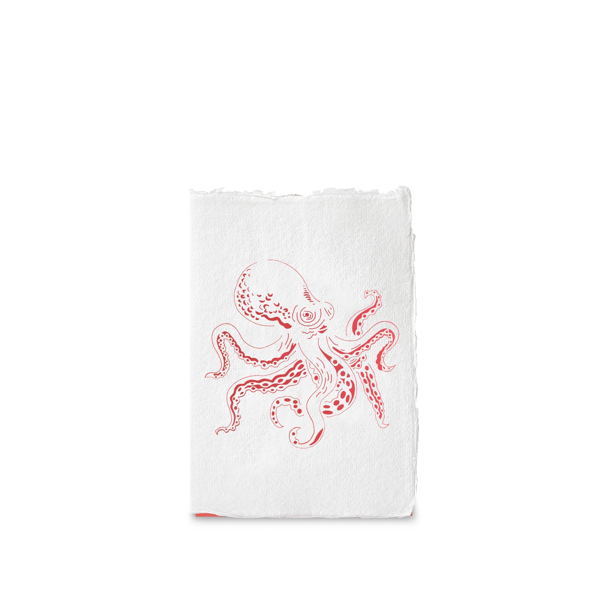 Handmade Paper Greeting Card with Octopus, 15cm x 10cm