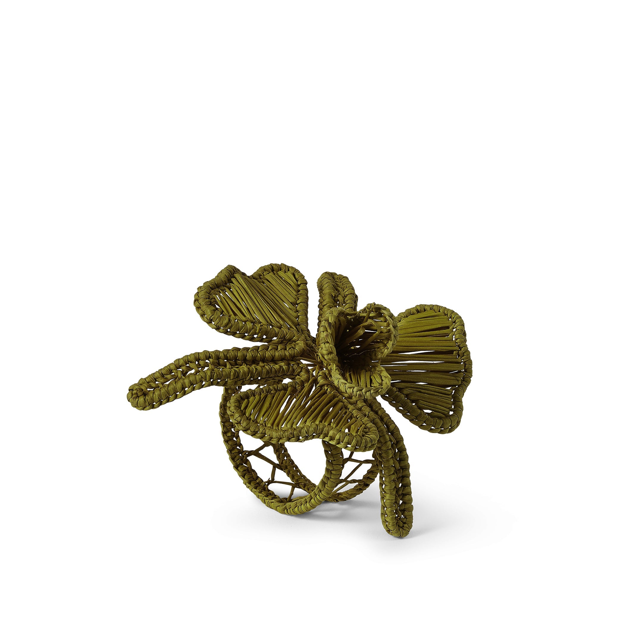 Handwoven Orchid Napkin Ring in Olive Green