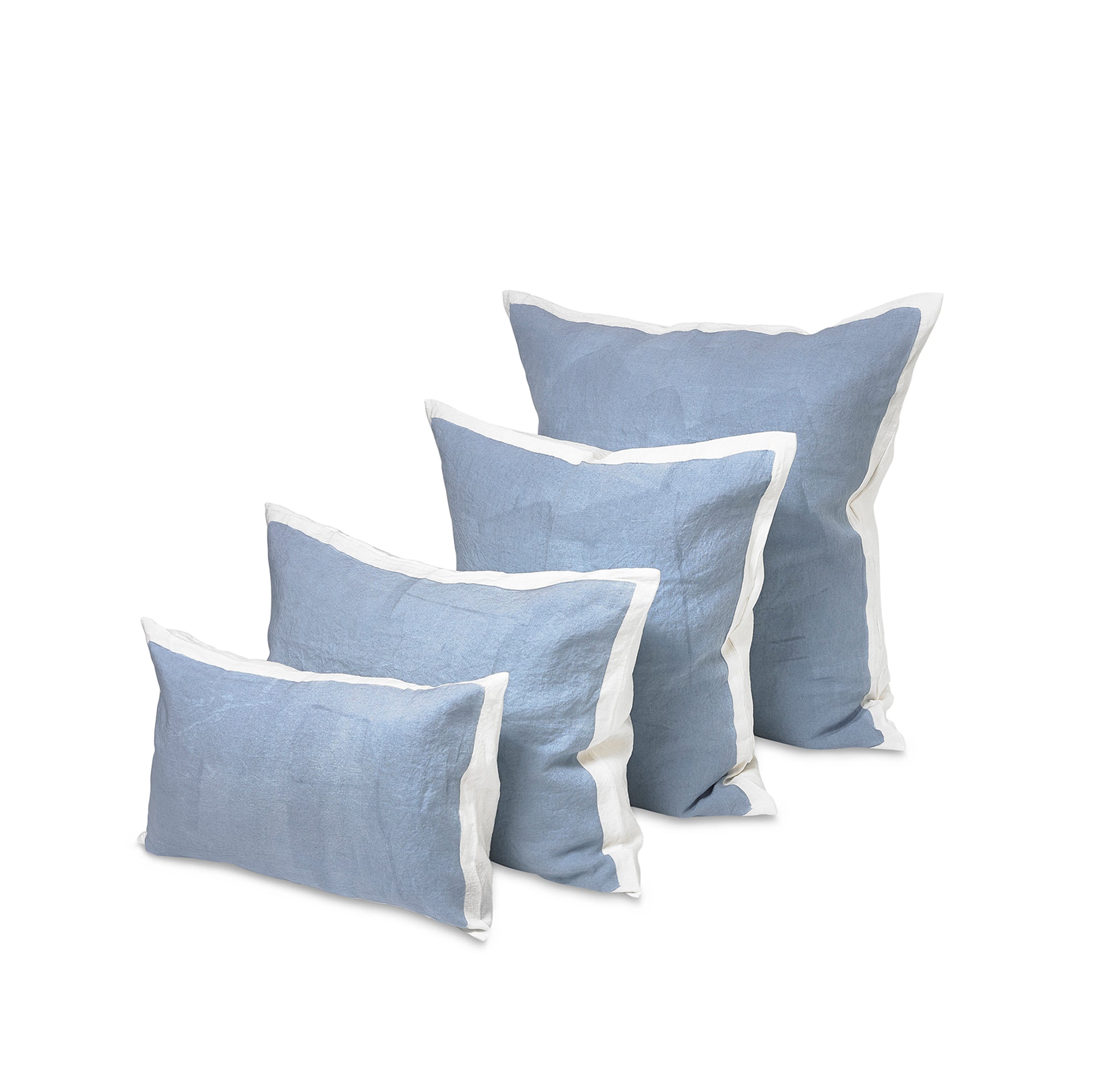 Hand Painted Linen Cushion in Pale Blue, 60cm x 60cm