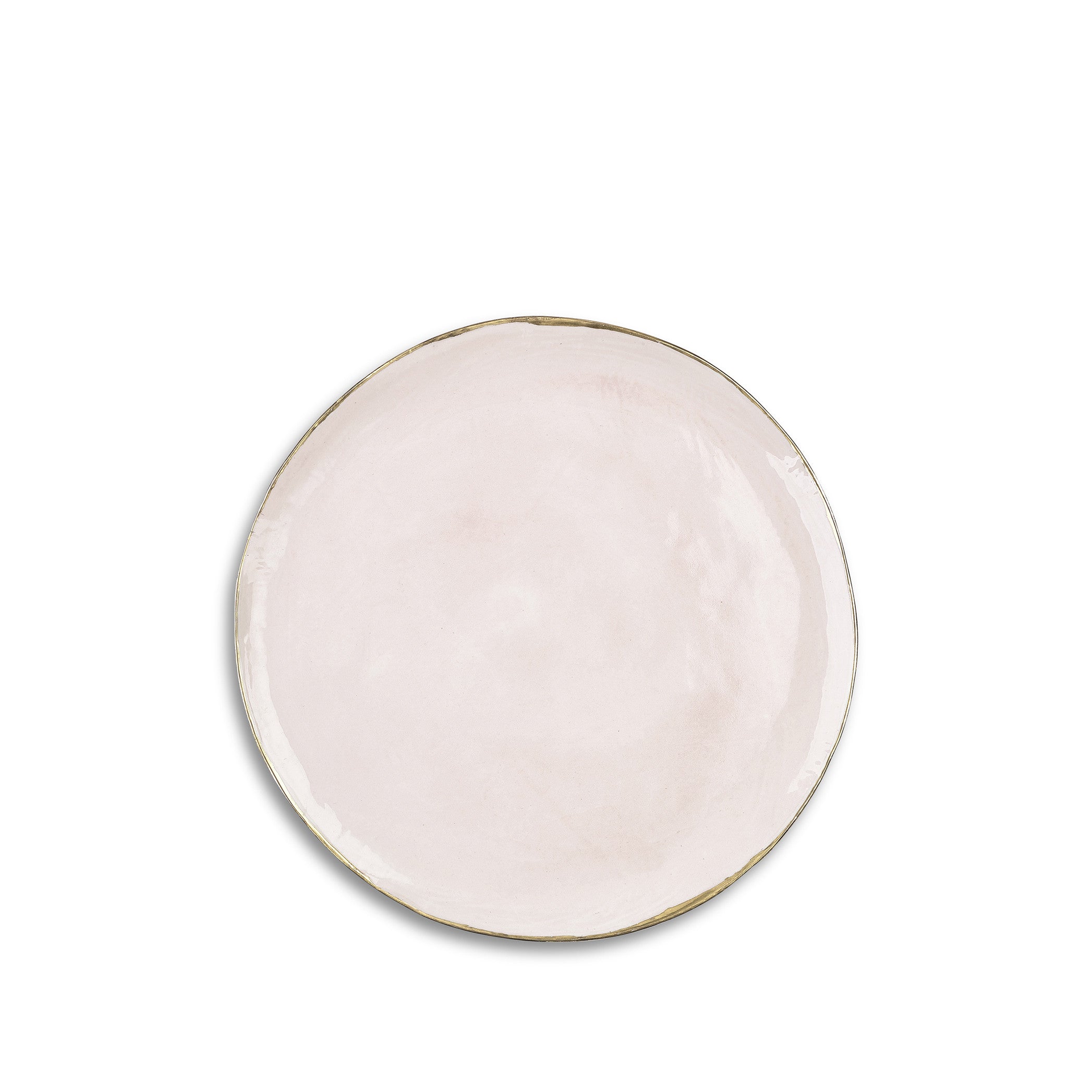Medium Pink Ceramic Plate with Gold Rim, 28cm