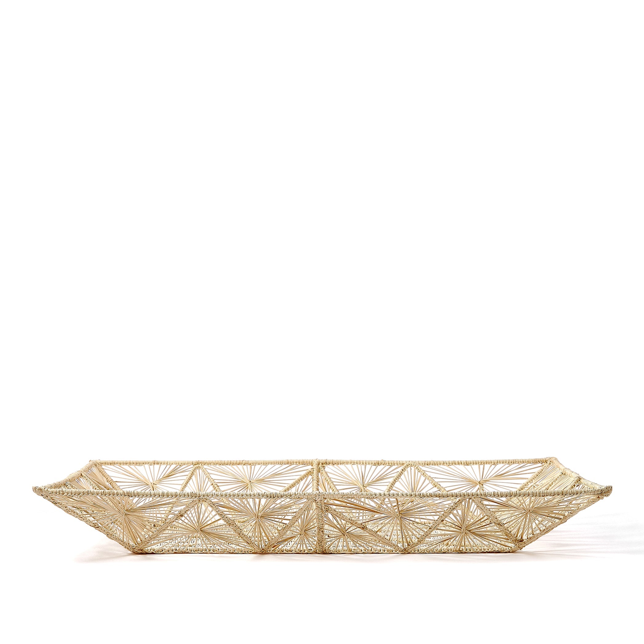 Handwoven Rectangular Tray in Natural, 46cm