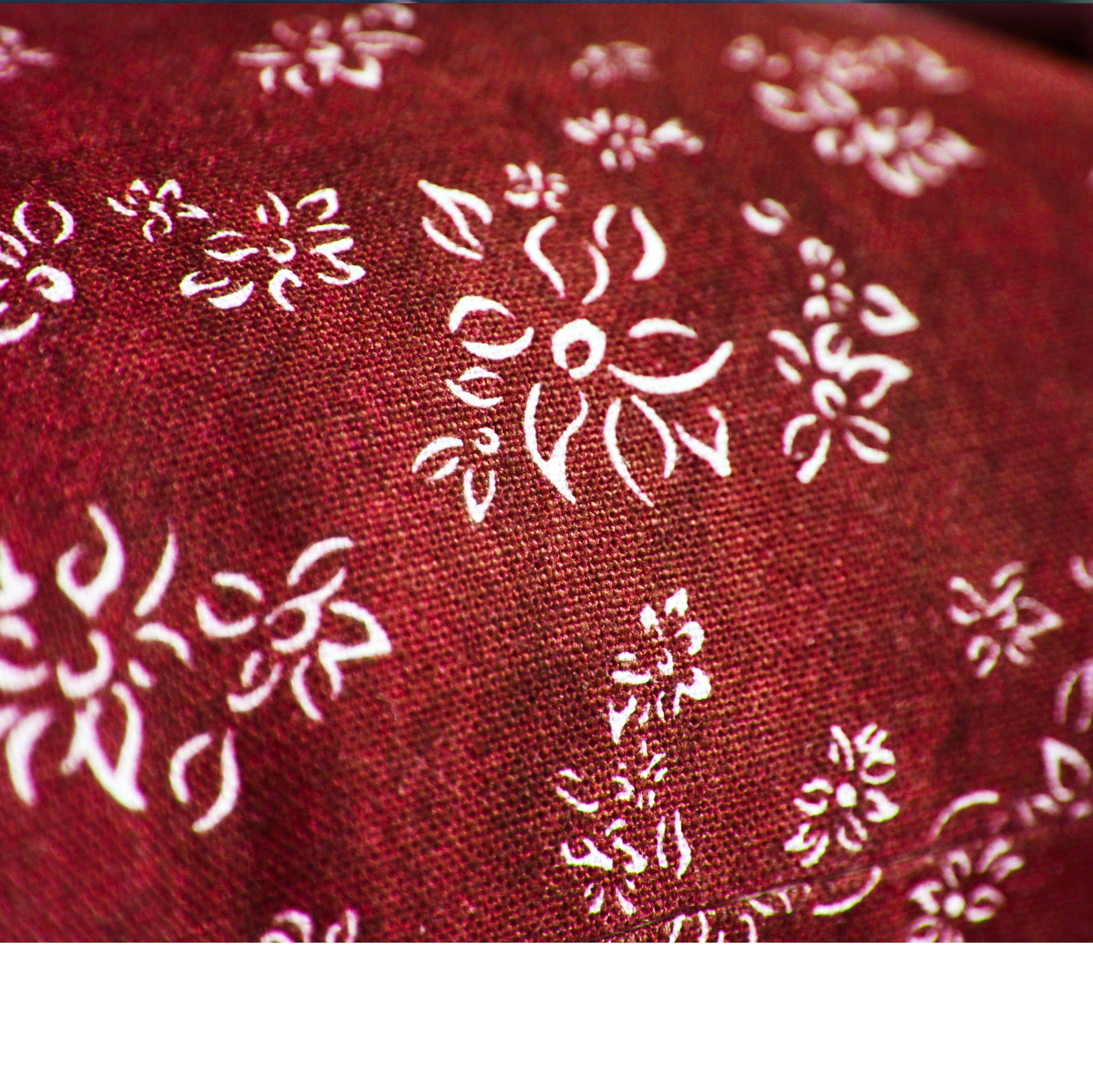 Heavy Linen Falling Flower Cushion in Full Field Claret Red, 50cm x 30cm