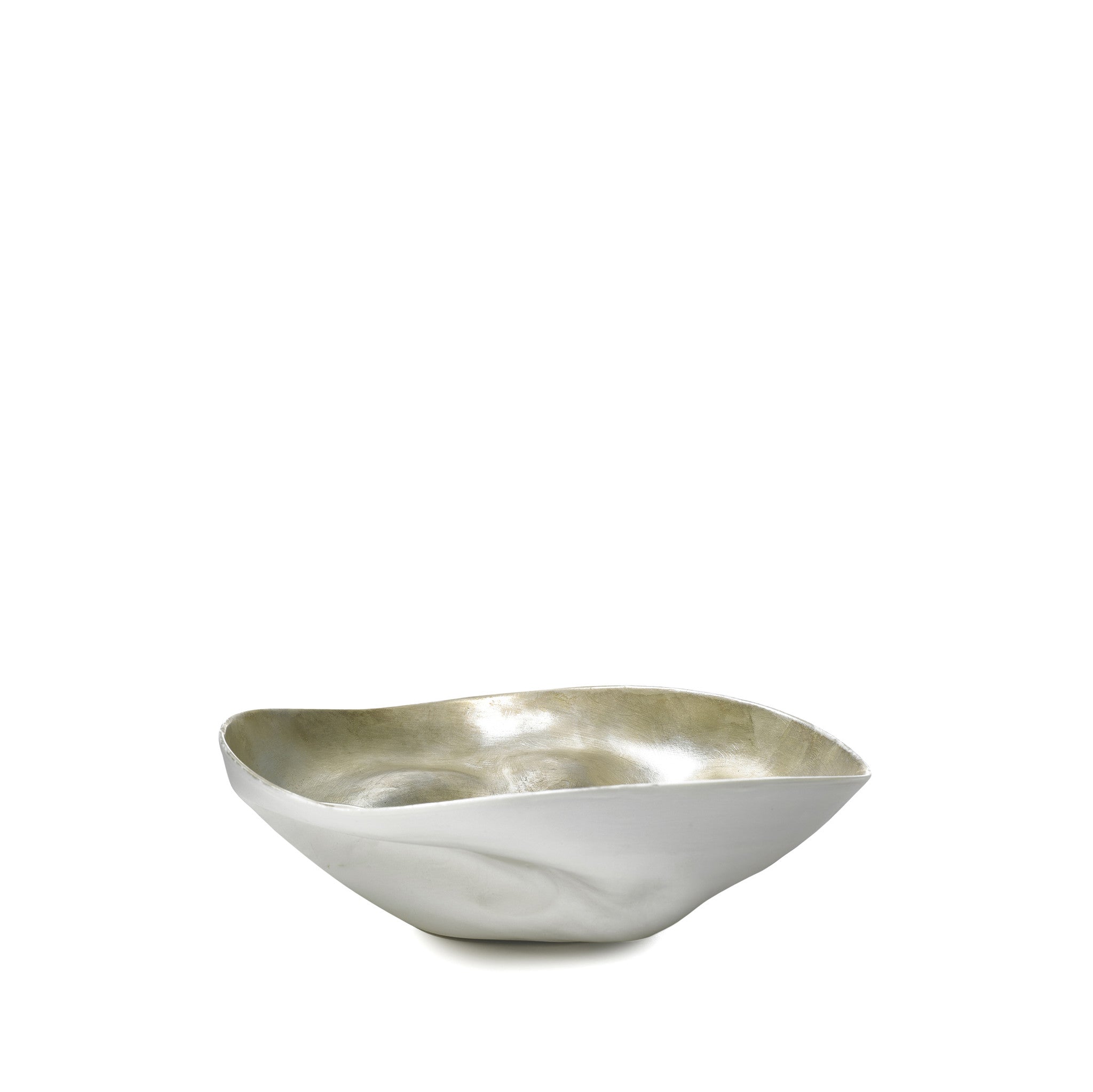 Medium Porcelain Shell Bowl in Matte Silver, 18cm