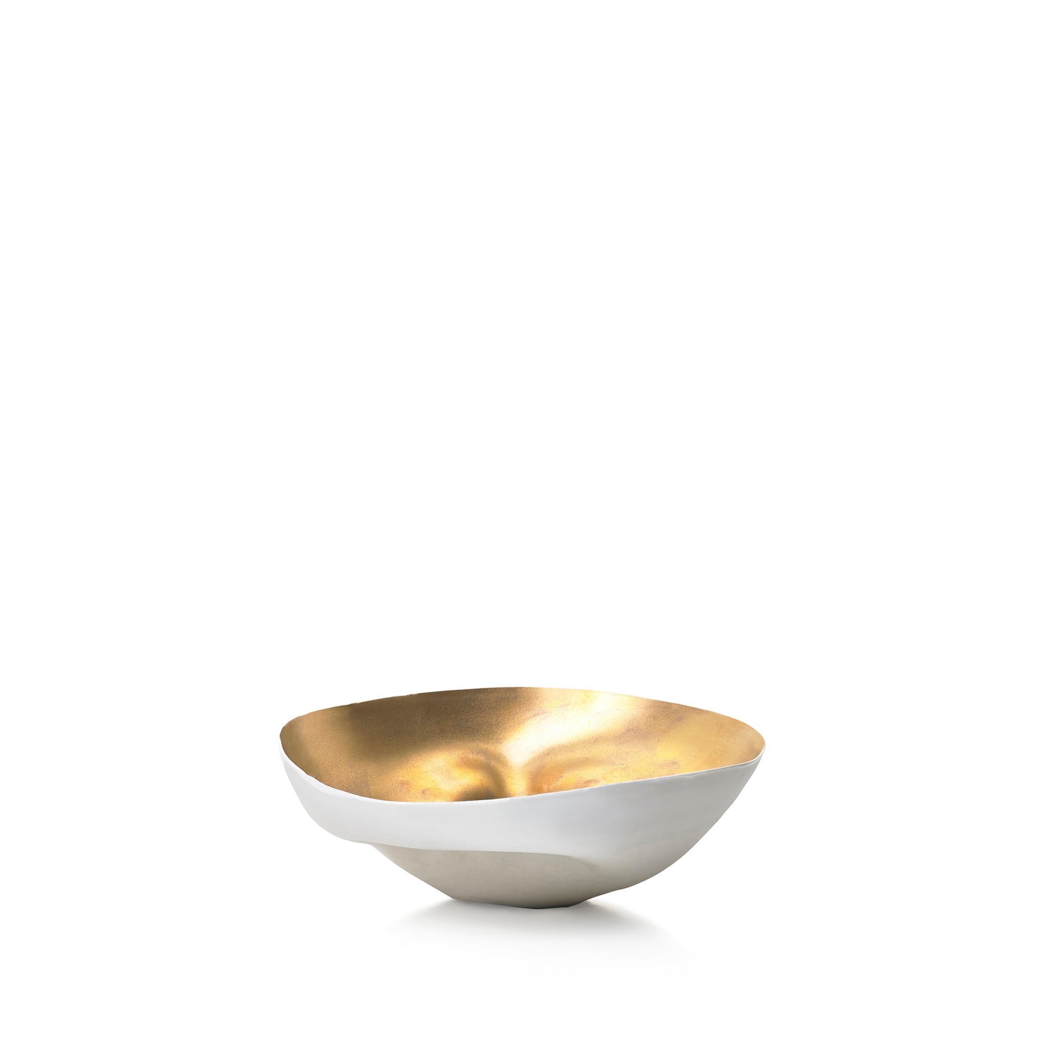 Small Porcelain Shell Bowl in Gold, 13cm