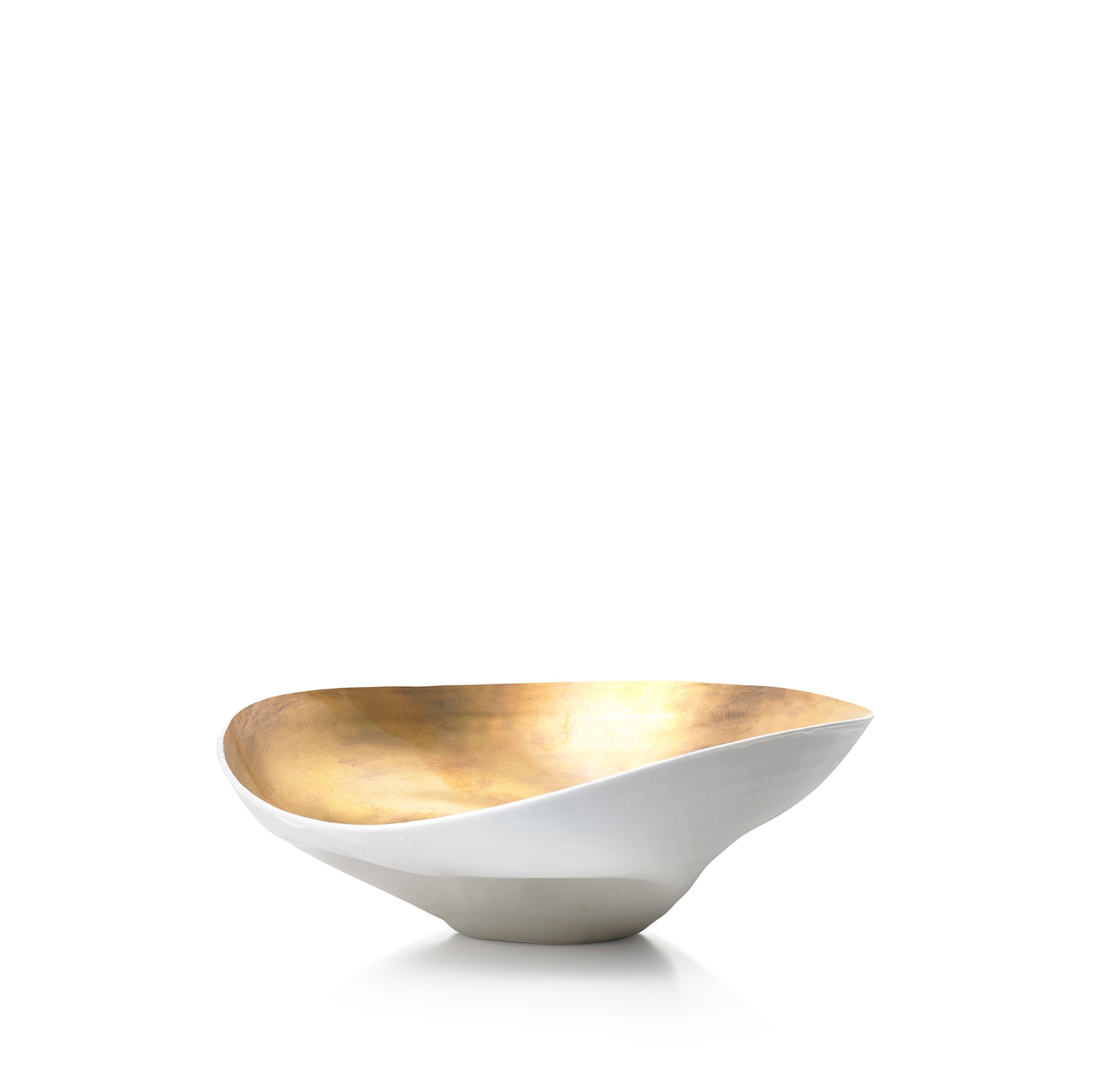 Medium Porcelain Shell Bowl in Gold, 18cm
