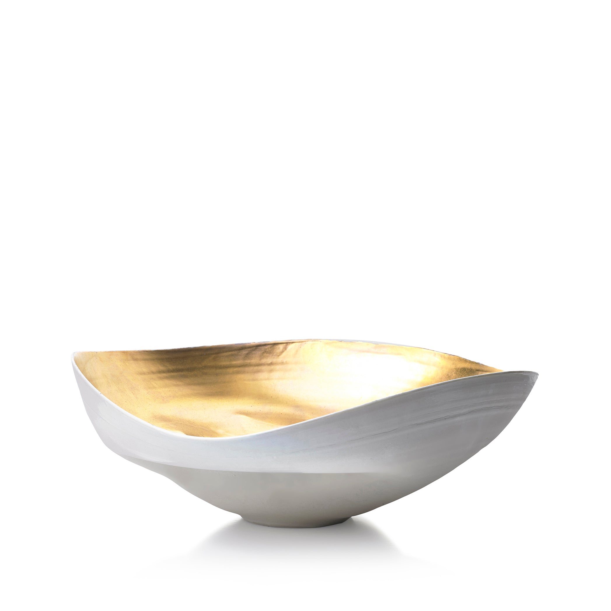 Large Ceramic Shell Bowl in Gold, 30cm