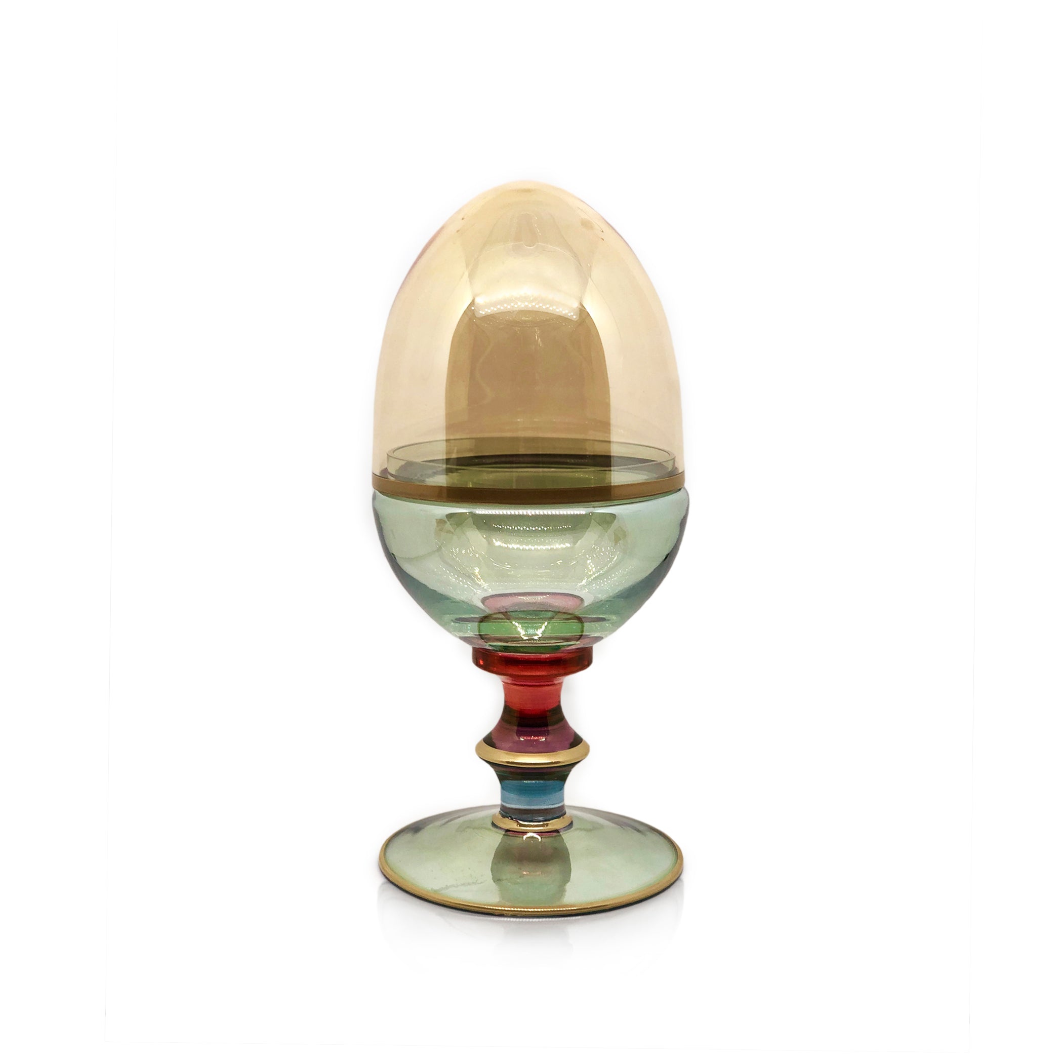 Handblown Italian Glass Egg on Stand, Medium, 22cm