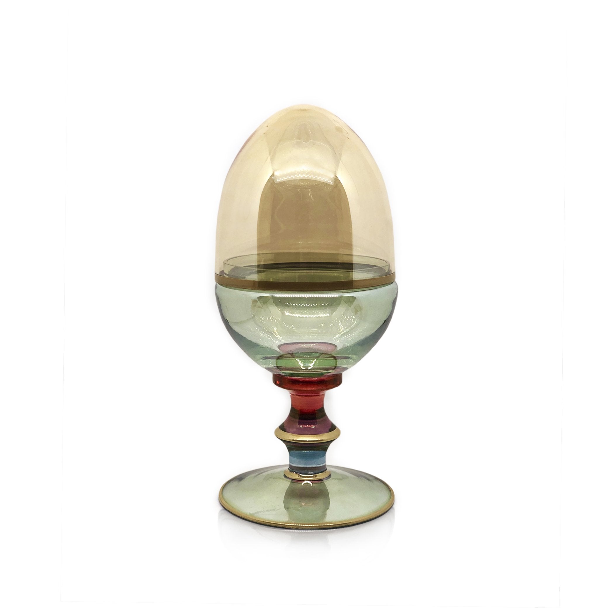 Handblown Italian Glass Egg on Stand, Medium, 22cm