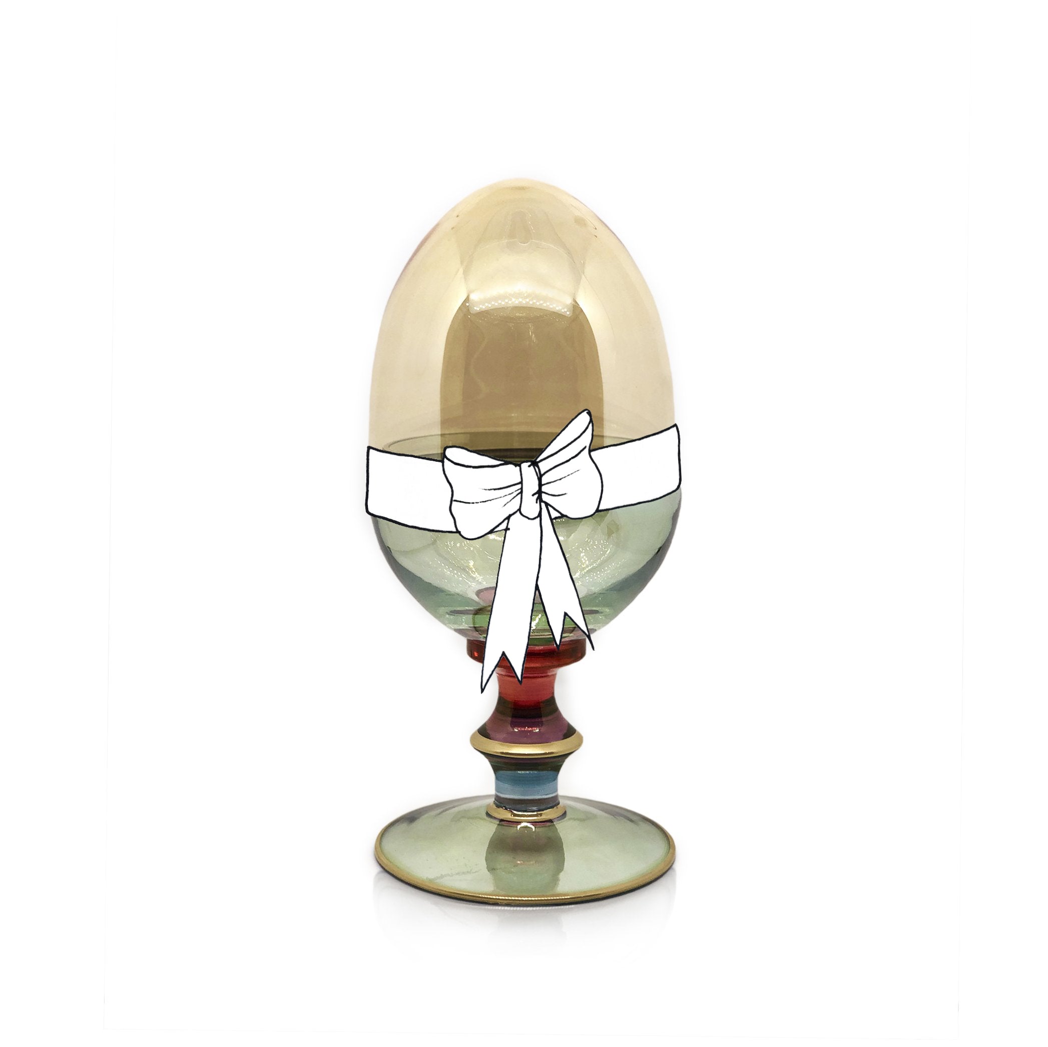 Handblown Italian Glass Egg on Stand, Medium, 22cm