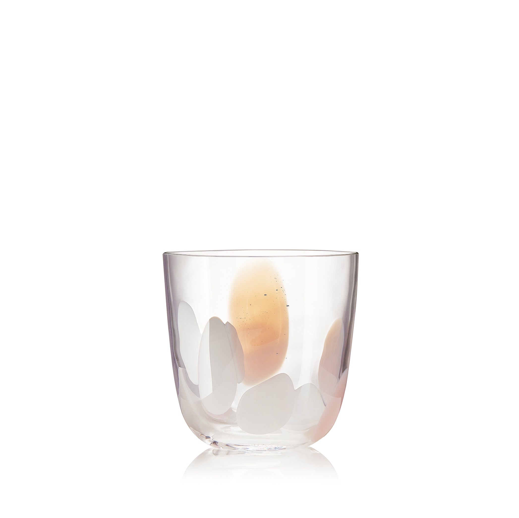 Handblown 'Spotted' Glass Tumbler in Rose Pink & White, 8.5cm