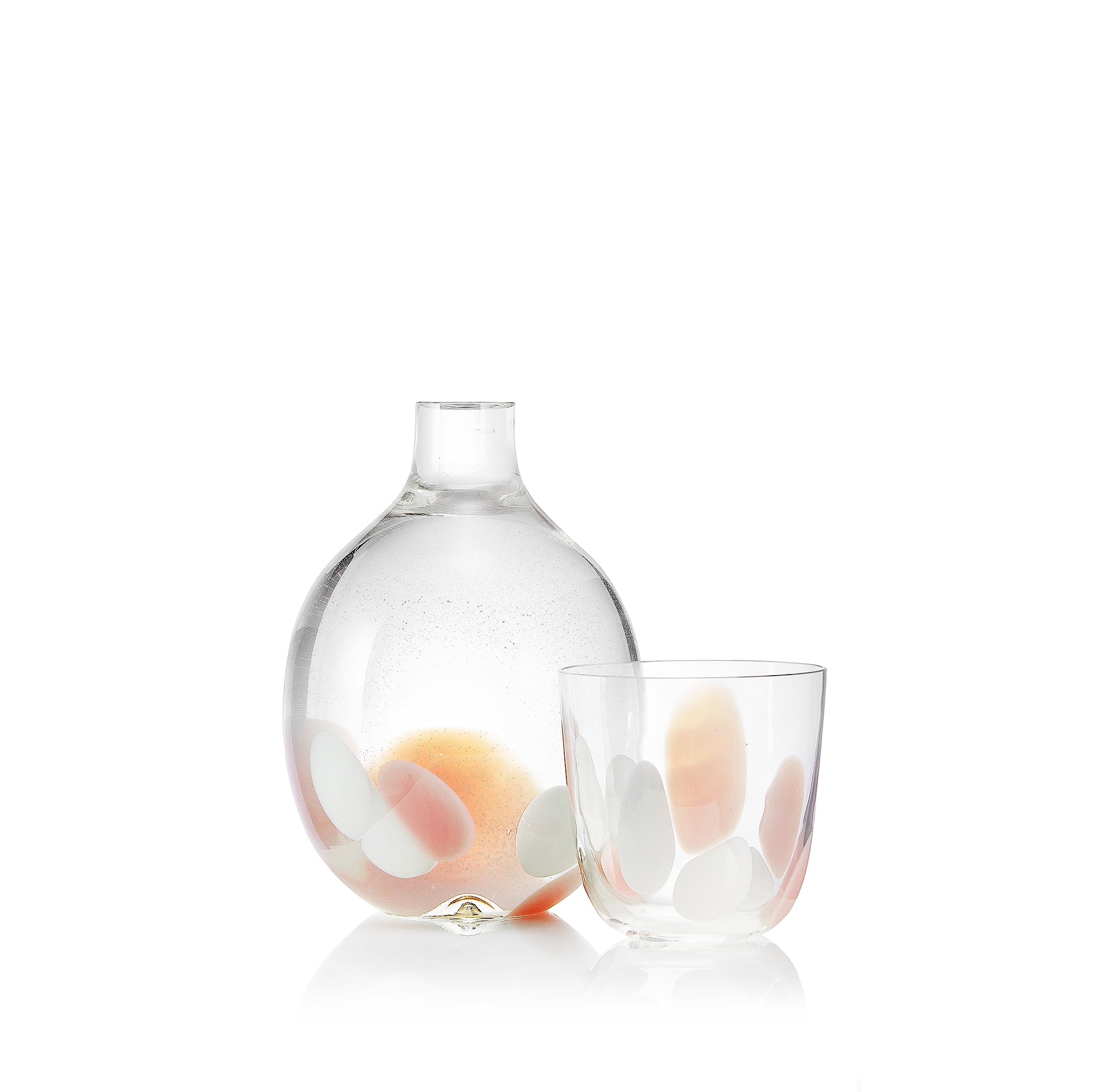 Handblown 'Spotted' Glass Vase in Rose Pink & White, 18cm x 13cm