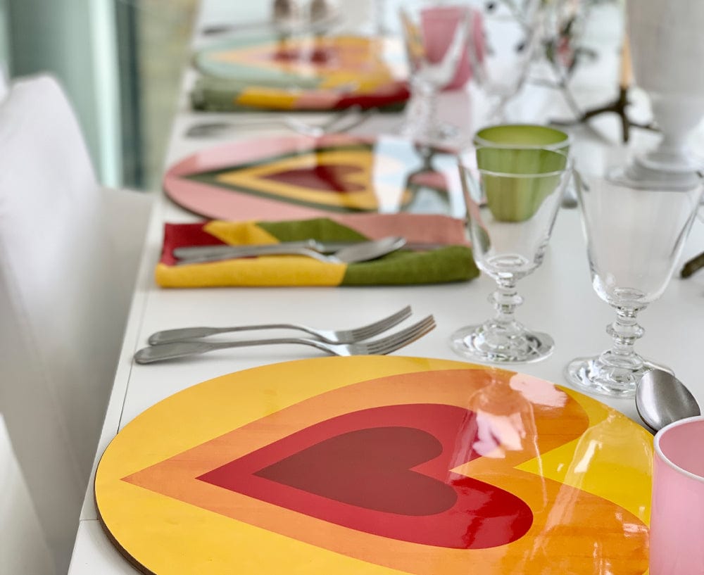 Heart Cork-Backed Placemat/Charger in Midnight Blue and Rose Pink