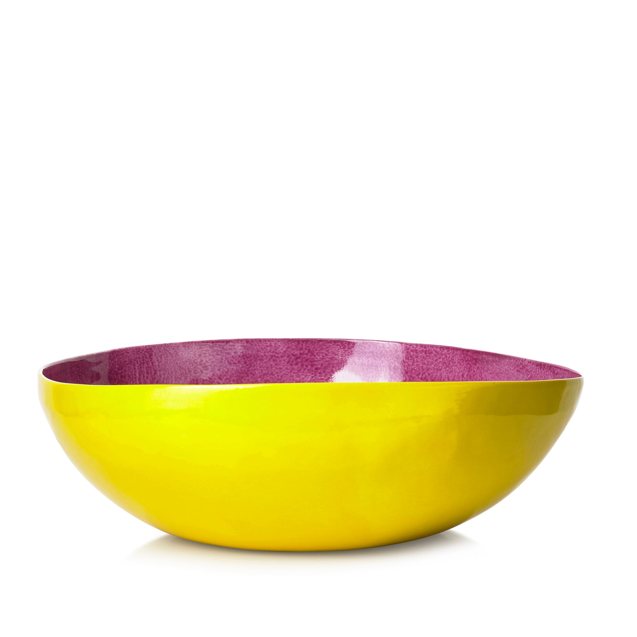 Summerill & Bishop Handmade 30cm Porcelain Medium Salad Bowl in Two Tone Pink and Yellow