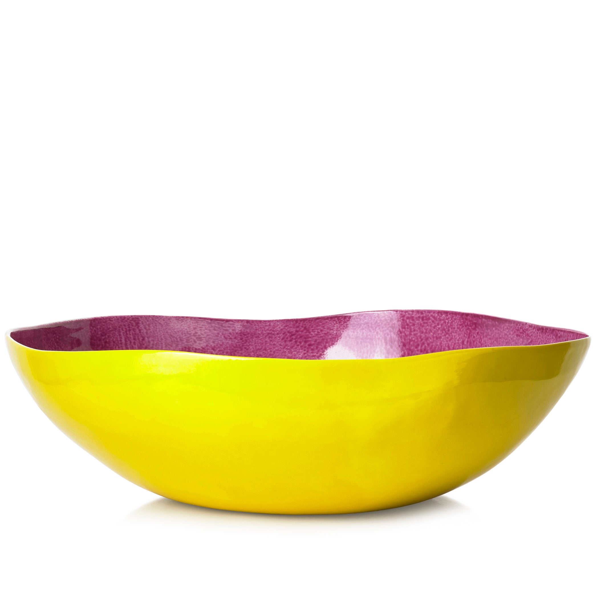 Summerill & Bishop Handmade 43cm Porcelain Extra Large Salad Bowl in Two Tone Pink and Yellow