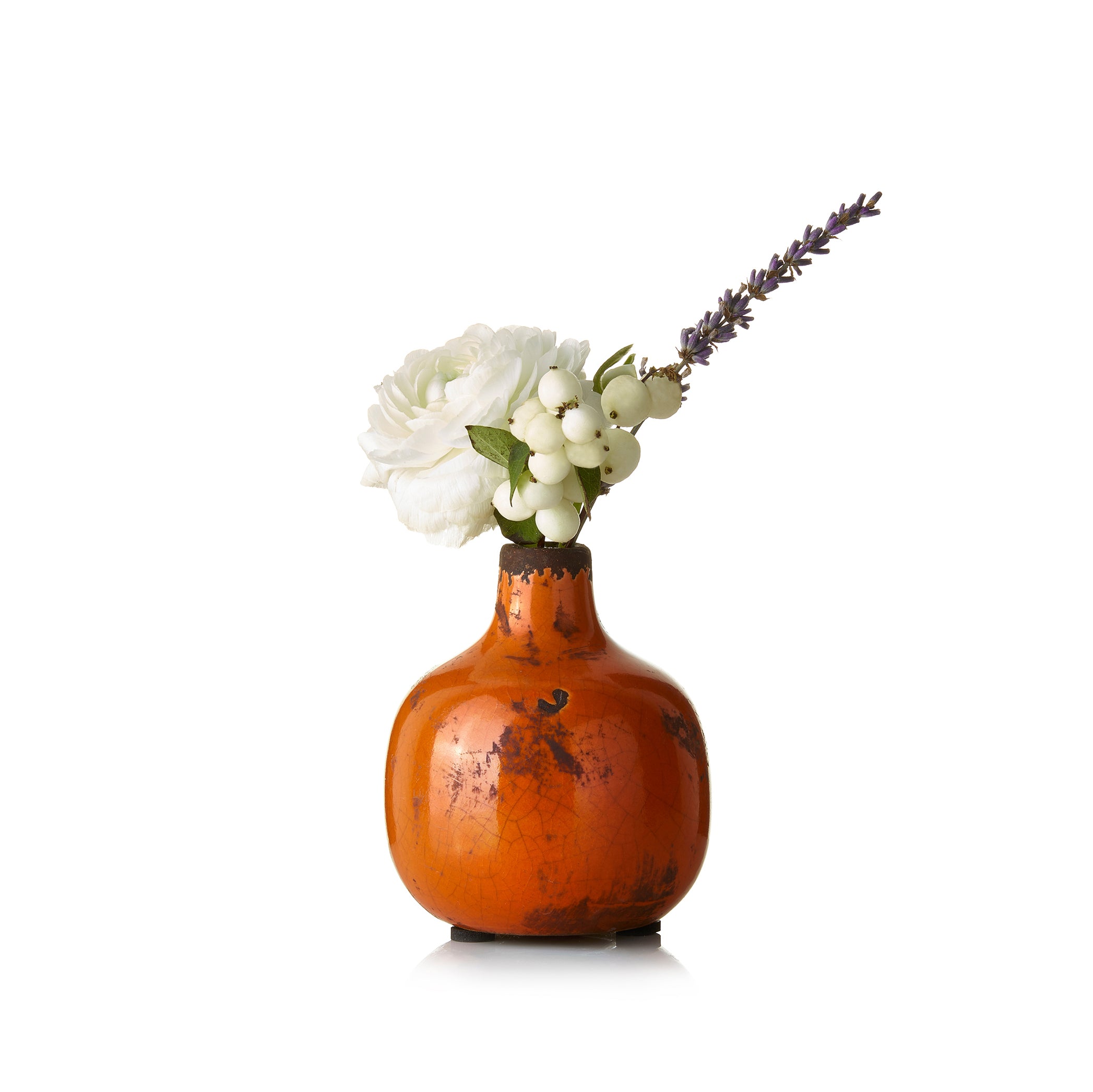 Ceramic Crackled Vase in Orange